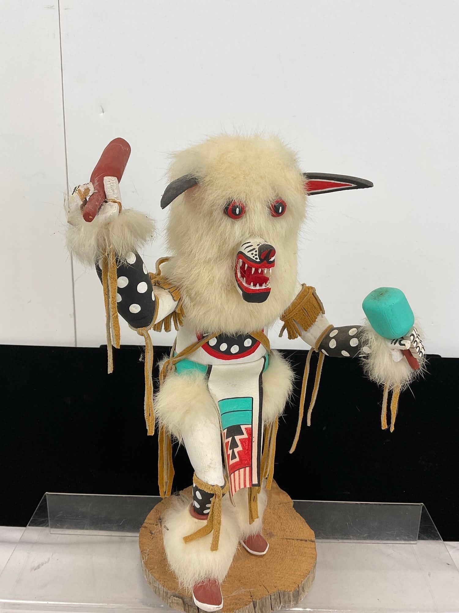 Handmade Native American Kachina Doll, titled Wolfman, by Largo, 14h x 8w x 8d inches - 2