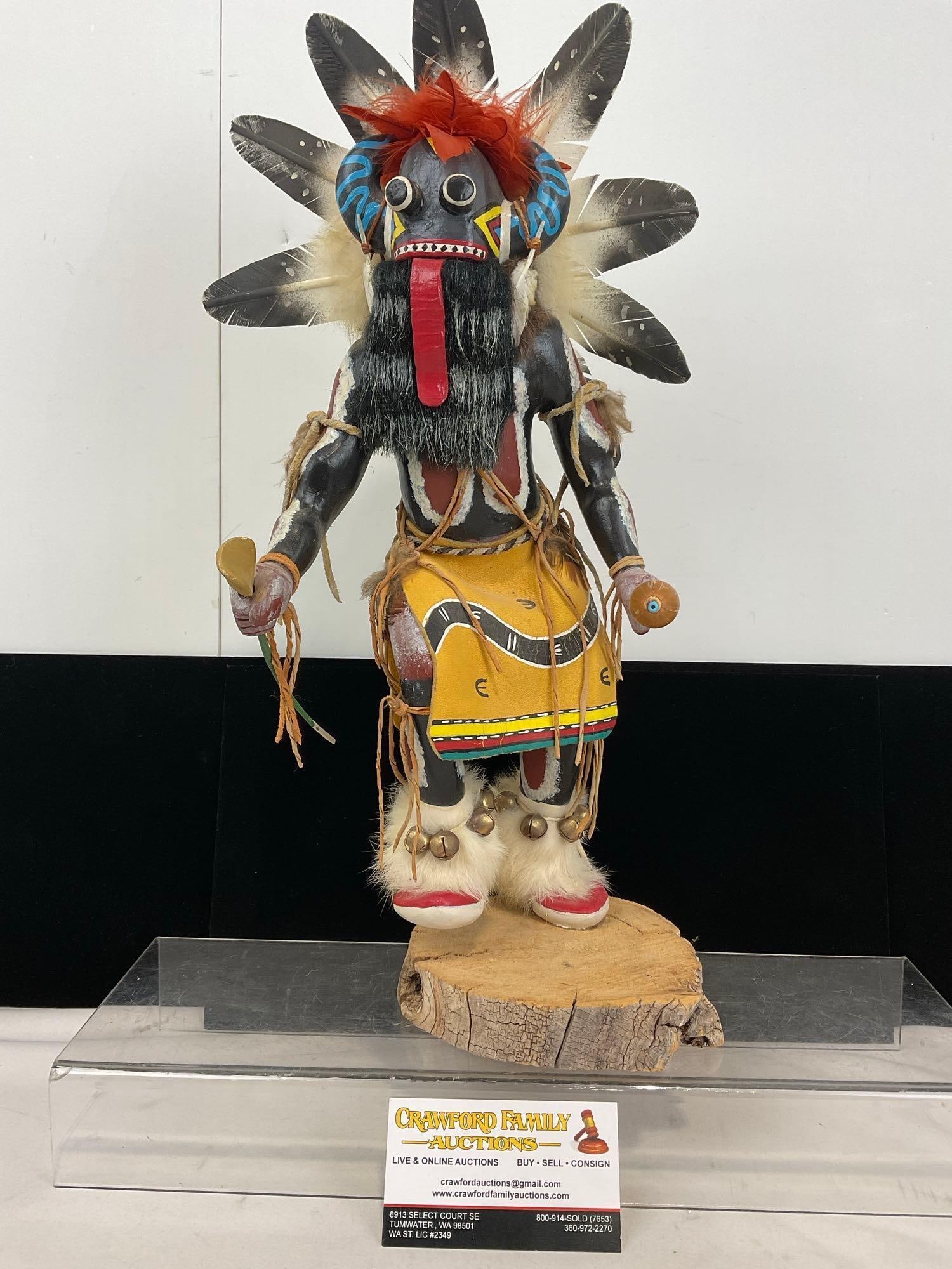 Handmade Native American Kachina Doll, titled Wayak-Kuha Angry Kachina, Signed Steve Jensen, 18x9x8 (1 of 6)