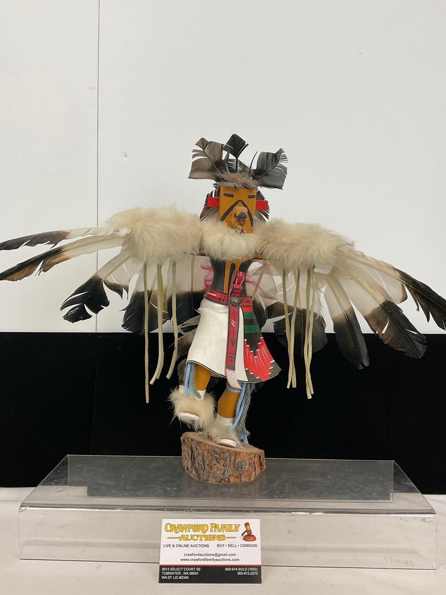 Handmade Native American Kachina Doll, Eagle Dancer, signed by Spencer, 14h x 18w x 13d inches (1 of 6)