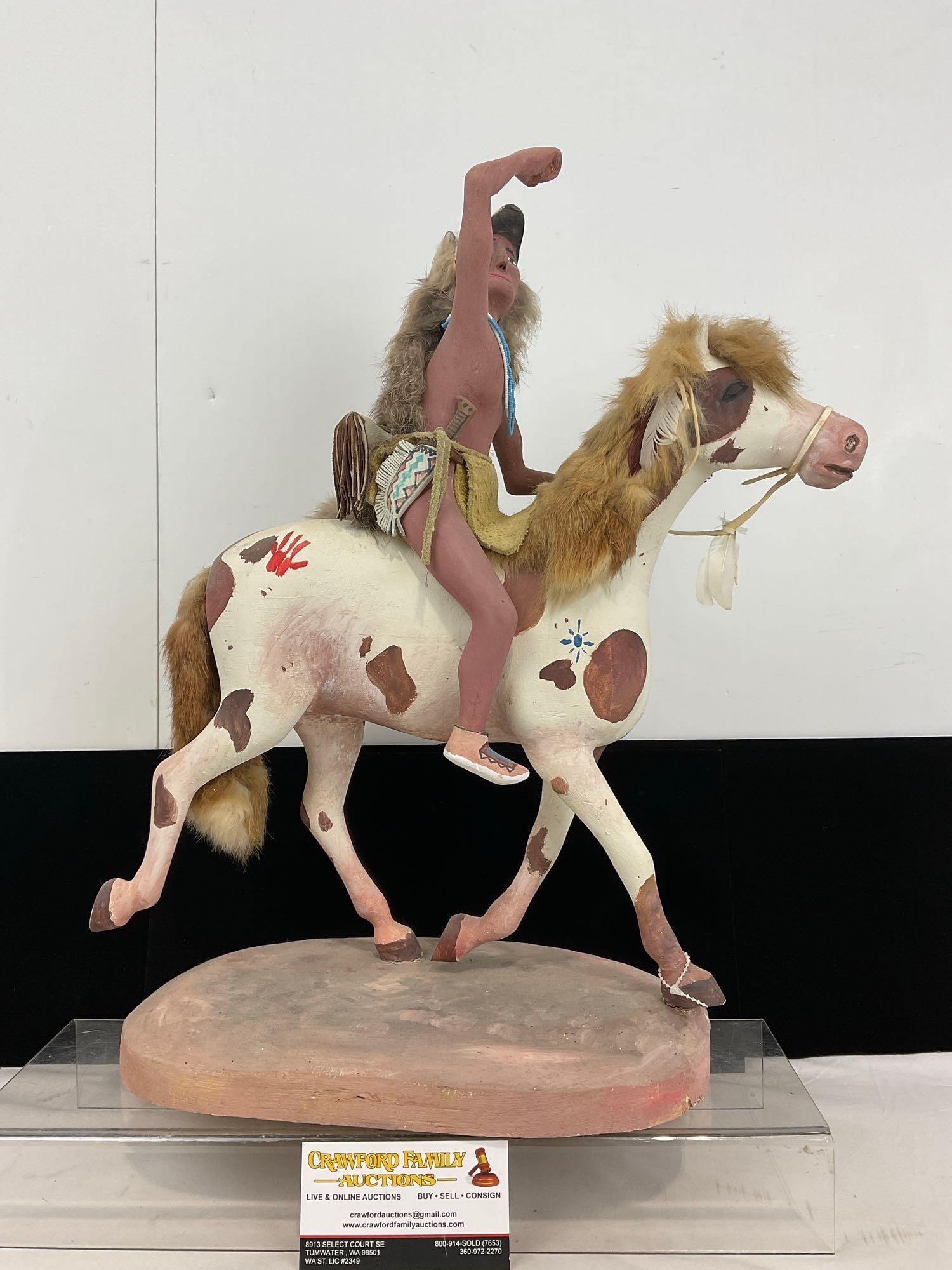 Handmade Native American, Warrior on Horse, signed Robert Munn, titled We Saw and Eagle in the Sky (1 of 5)