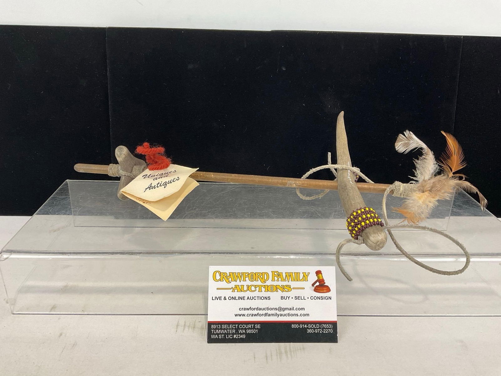 Native American Deer Antler Fire Tool, (?) Flathead Indian Mart, 12h x 8w x 4d inches (1 of 4)