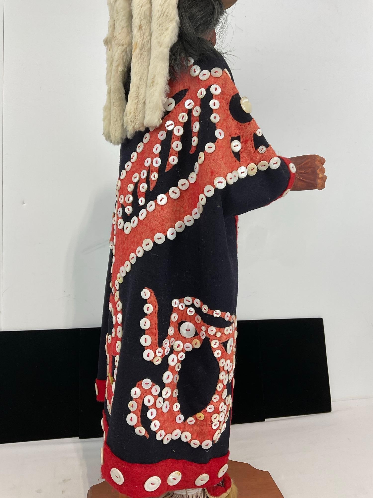 Hand carved wooden Most Most Likely Pacific NW 1st Nations Native American Doll W/ Wolf Mask - 5