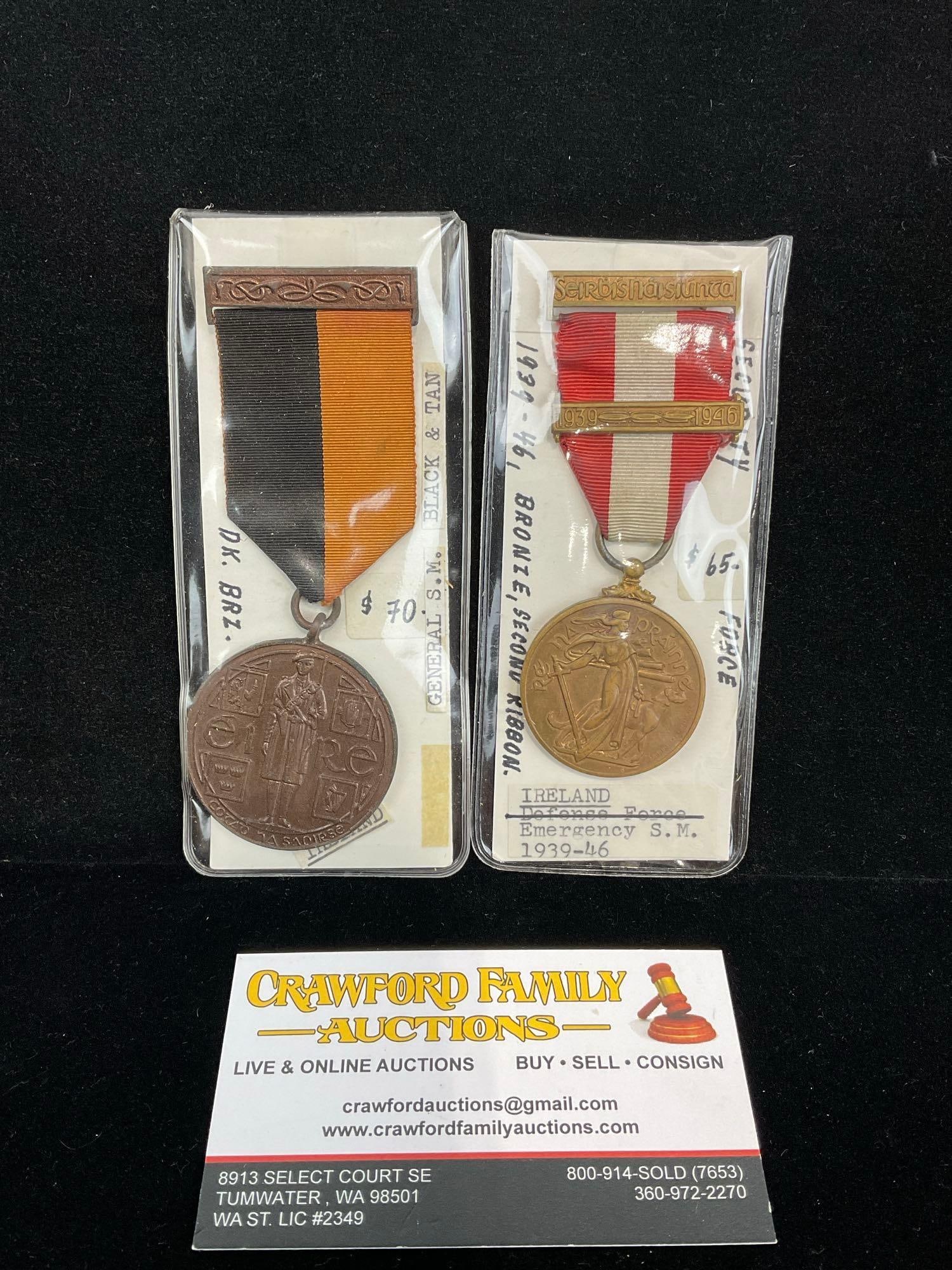 Irish Medals, General Service Medal 1917-1921 & 1939-1946 Defense Force Emergency Service Medal (1 of 3)