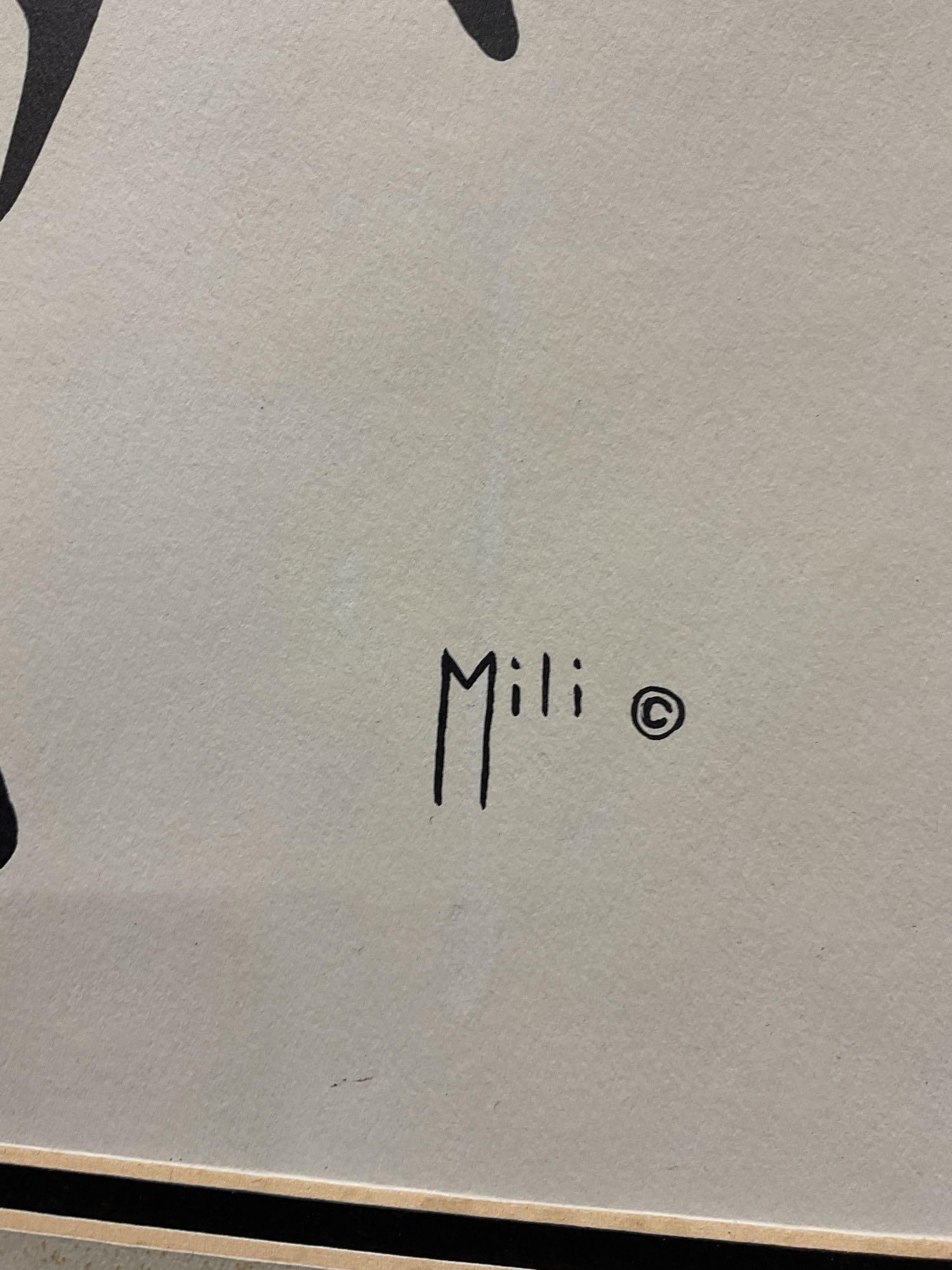 Framed Native American Painting, by Mili Johnson, 22h x 18w in, Red/Black, Dogfish, Northwest style - 3