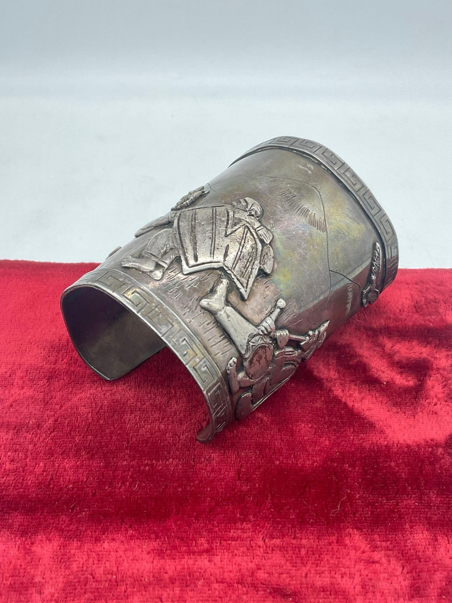 Fantastic Signed Antique 900 Silver Peruvian Story Teller large Cuff Bracelet 3.5" L x 2.5 " w (1 of 7)