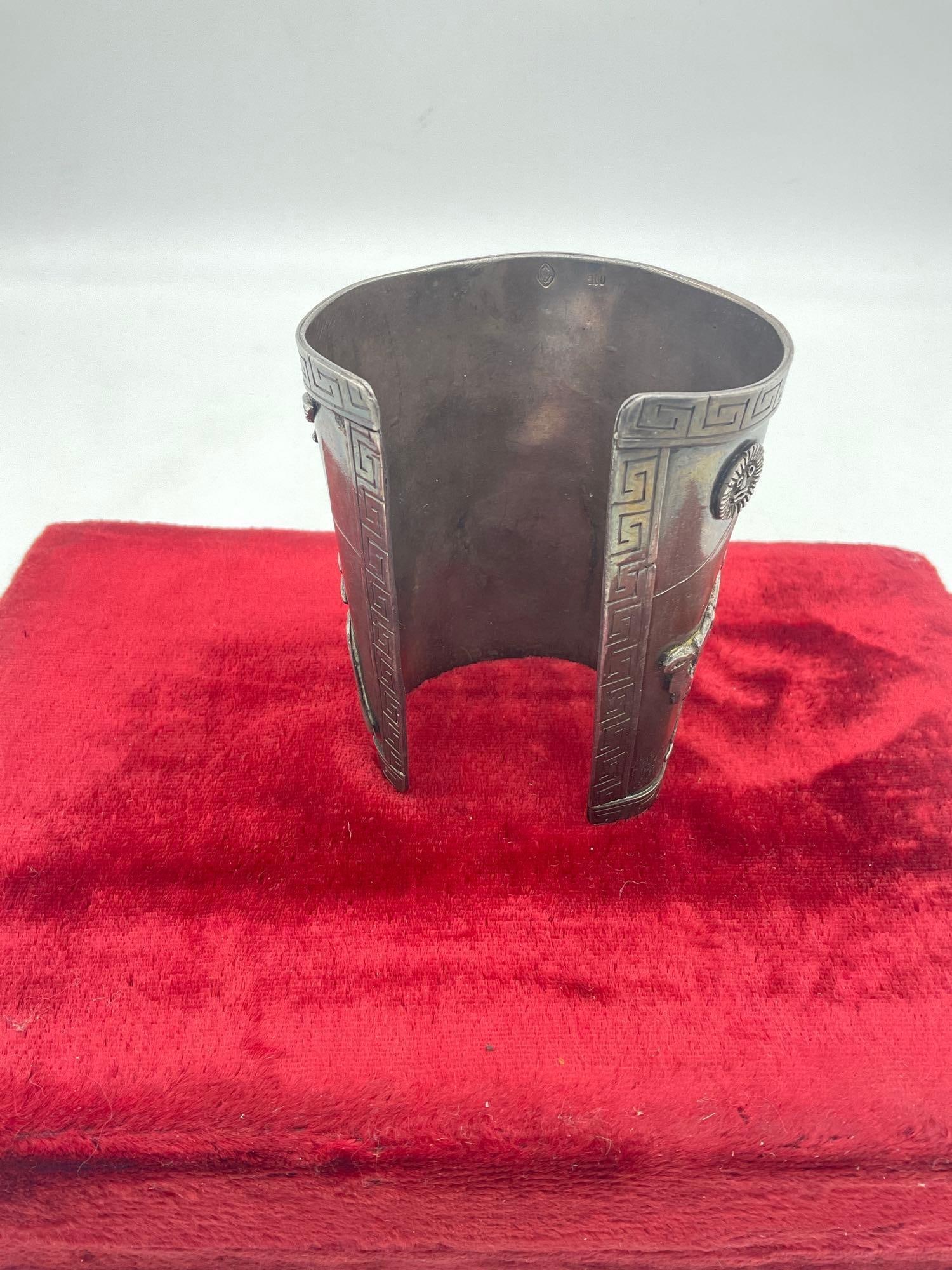 Fantastic Signed Antique 900 Silver Peruvian Story Teller large Cuff Bracelet 3.5" L x 2.5 " w - 6