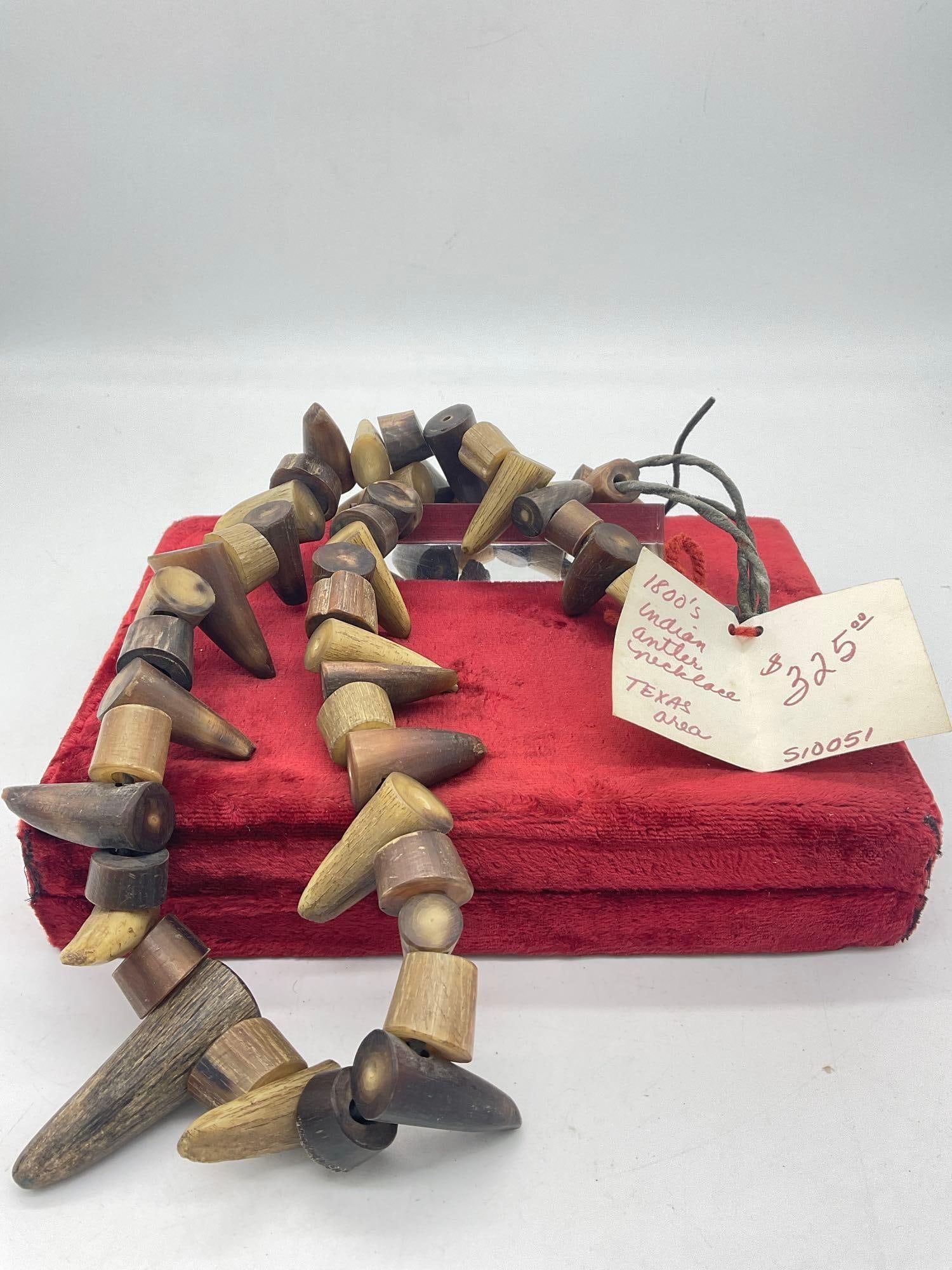 Antique Circa 1800's Unique Authentic 28" Native American Antler Necklace from Texas area (1 of 5)