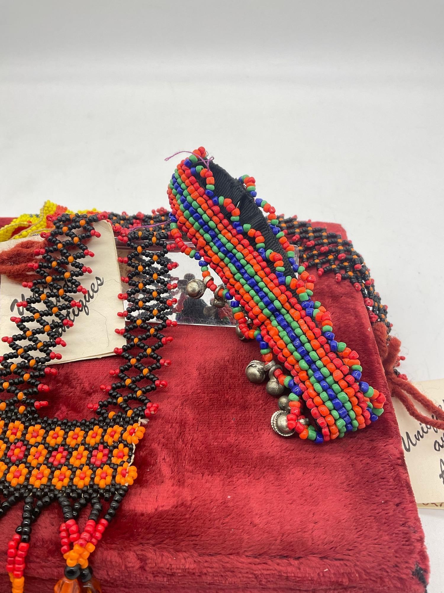 2 x Native American Beaded Necklaces and beaded ankle bracelet w/ sterling beads - 3