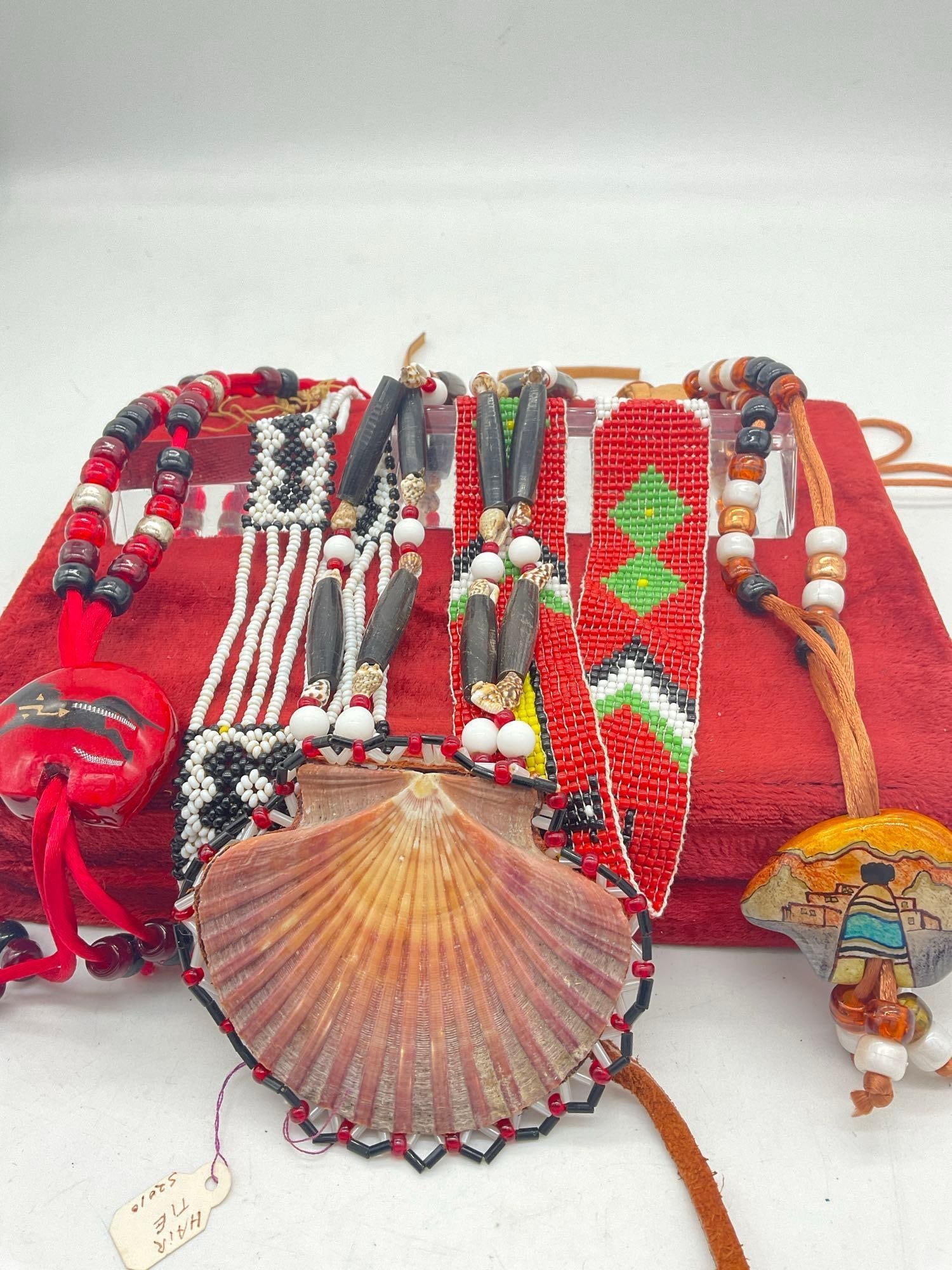 Nice collection of Native American Beaded , Head band , Necklaces & Hair tie see pics & Description (1 of 6)