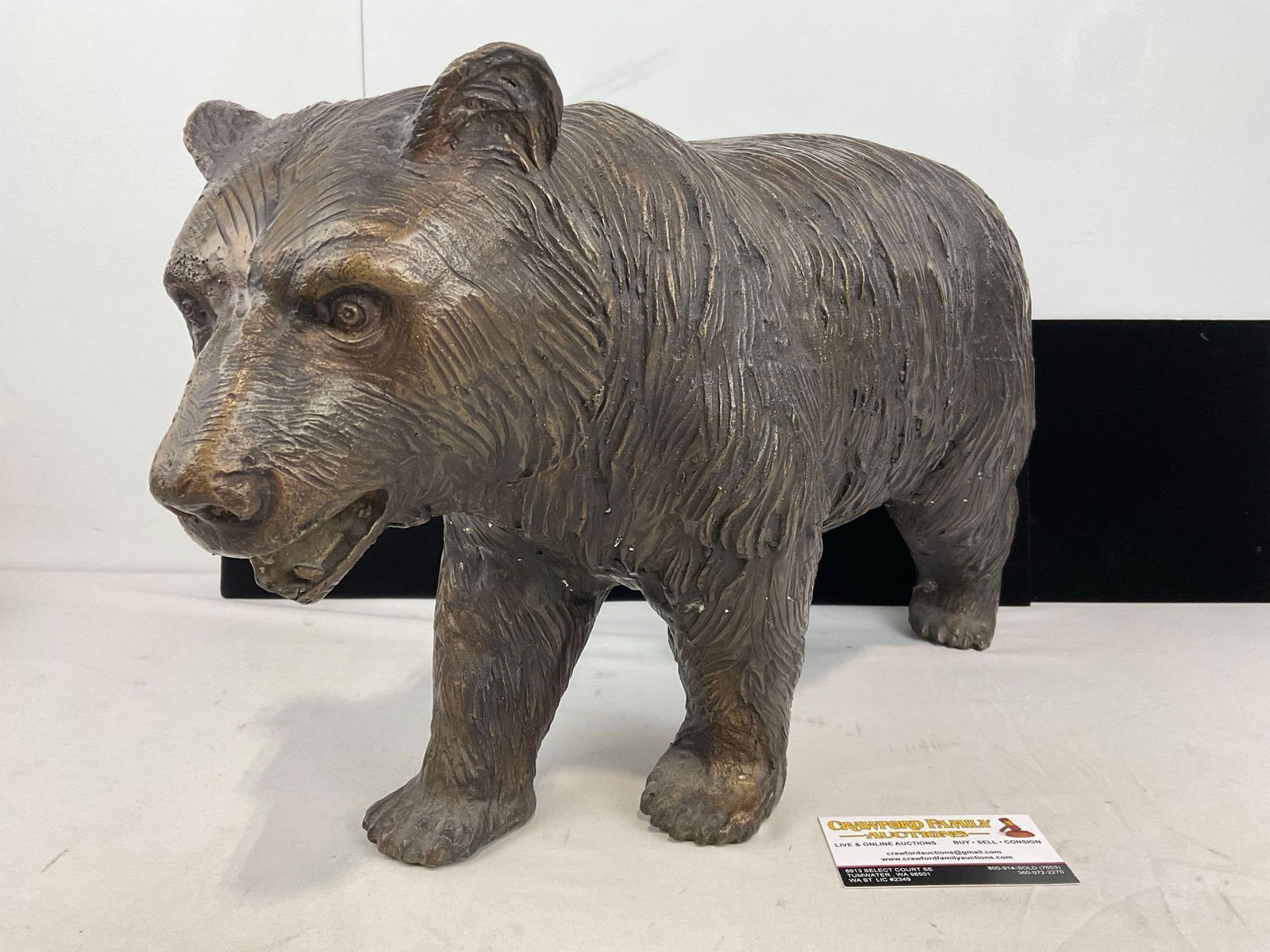 Large Bronze Bear Figure, approx 12h x 22w x 9d inches (1 of 6)