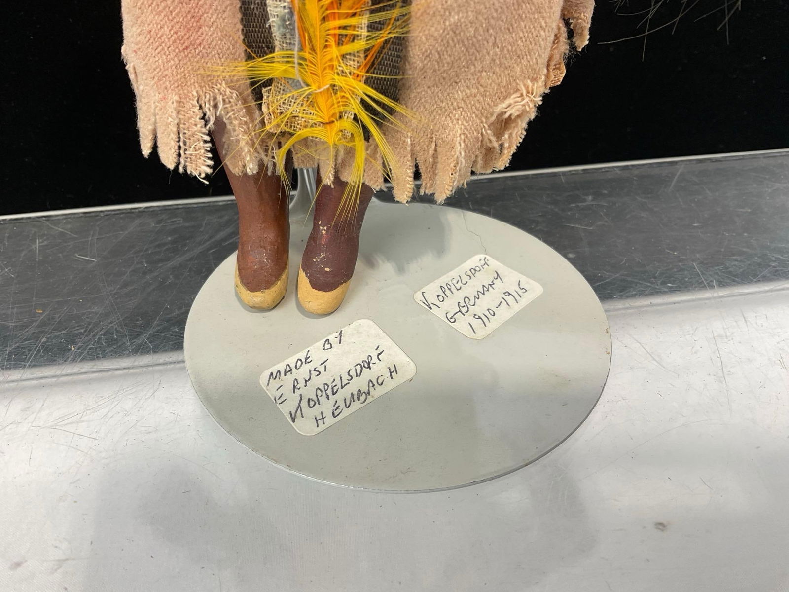 Antique Heubach Bros, Koppelsdorf Native American Doll, German 1910-1915, 8h x 5w x 4d inches - 3