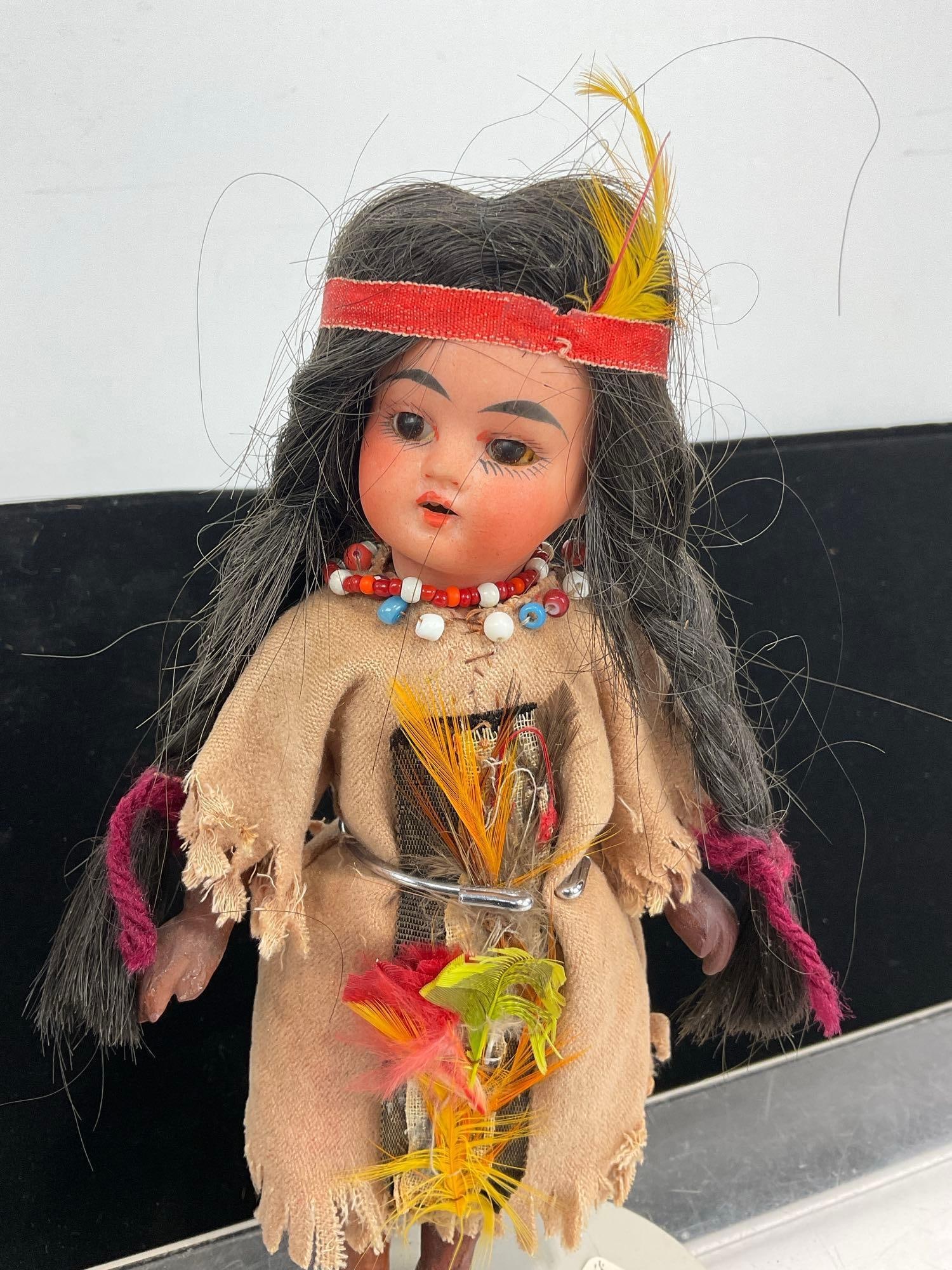 Antique Heubach Bros, Koppelsdorf Native American Doll, German 1910-1915, 8h x 5w x 4d inches - 4