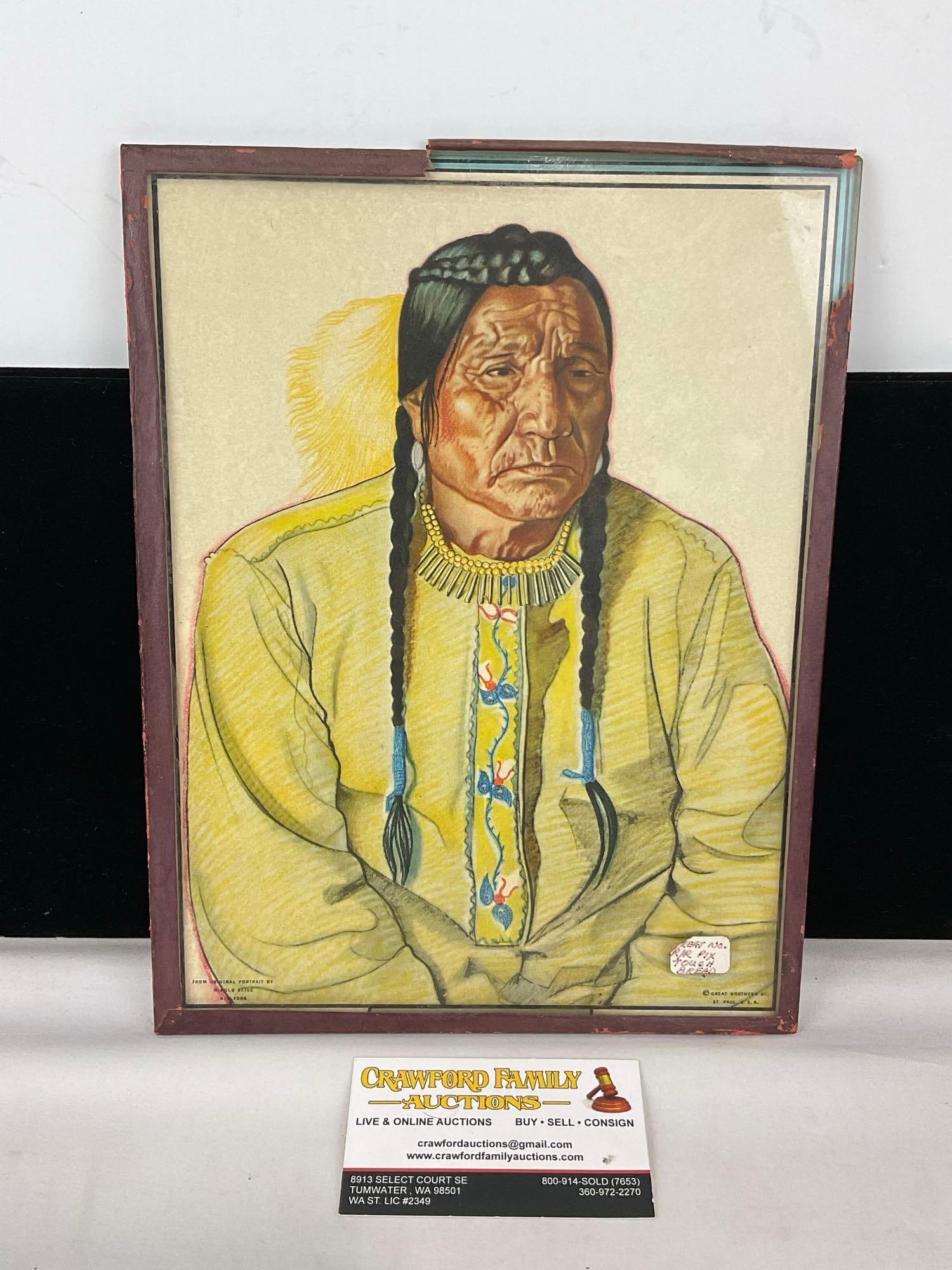 Vintage Litho Print, titled Tough Bread, by Winold Reiss, from Great Northern Railroad, 11x9 inch: Appears to be in good shape. The piece measures approx 11h x 9w x 2d inches. See pics. E-5320 