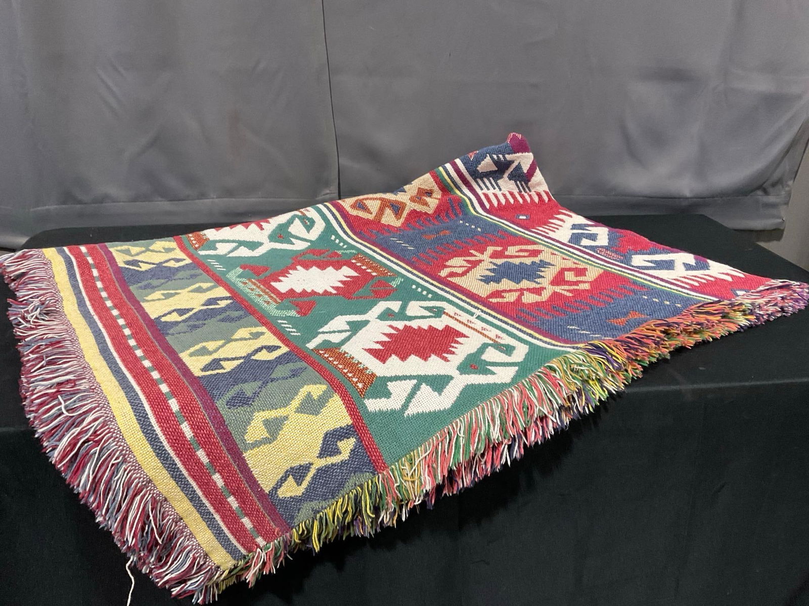 Southwest Native American Style Blanket, Multicolor, w/ fringe edge, approx 70h x 50w inches (1 of 3)