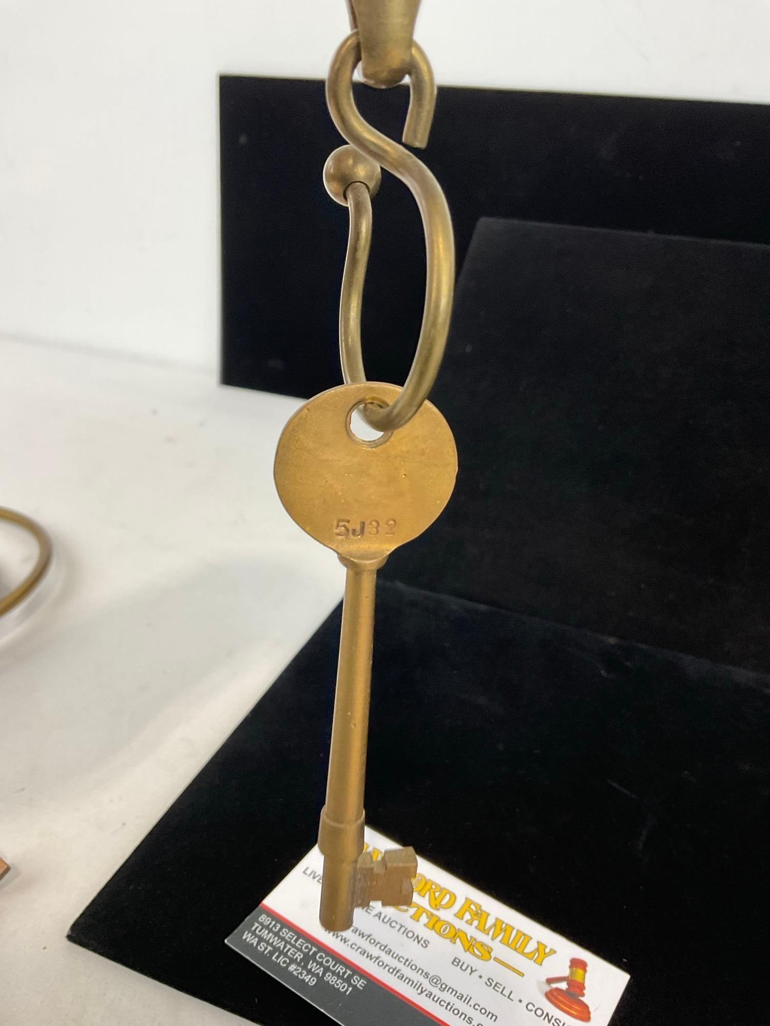 Collection of 11 Skeleton Keys on 4 Brass Rings, Articulated Rings, 9h x 7w x 3d inches - 5