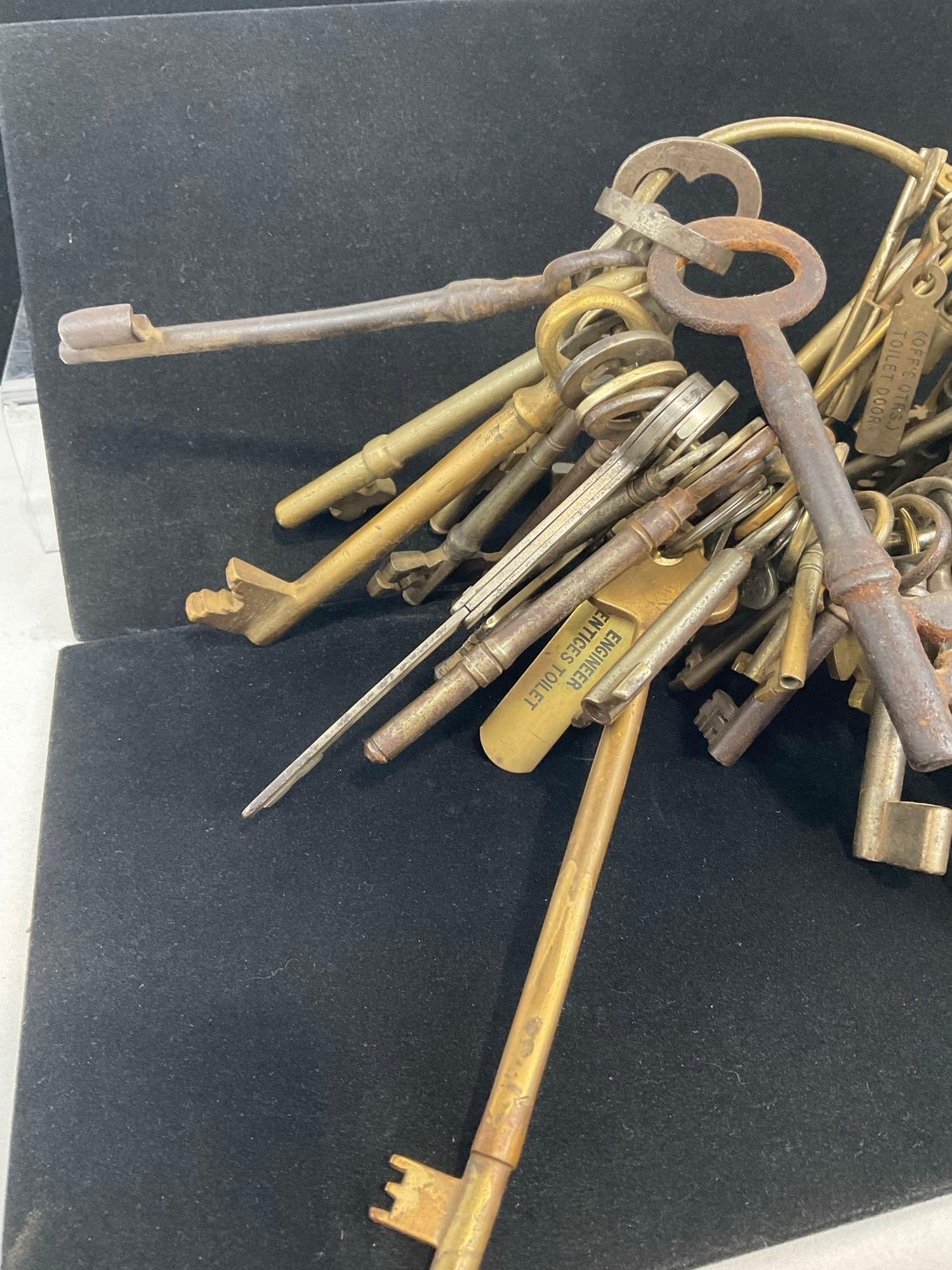 Large Assortment of Skeleton Keys on a single ring, 40-50 different varieties, lots of styles - 2