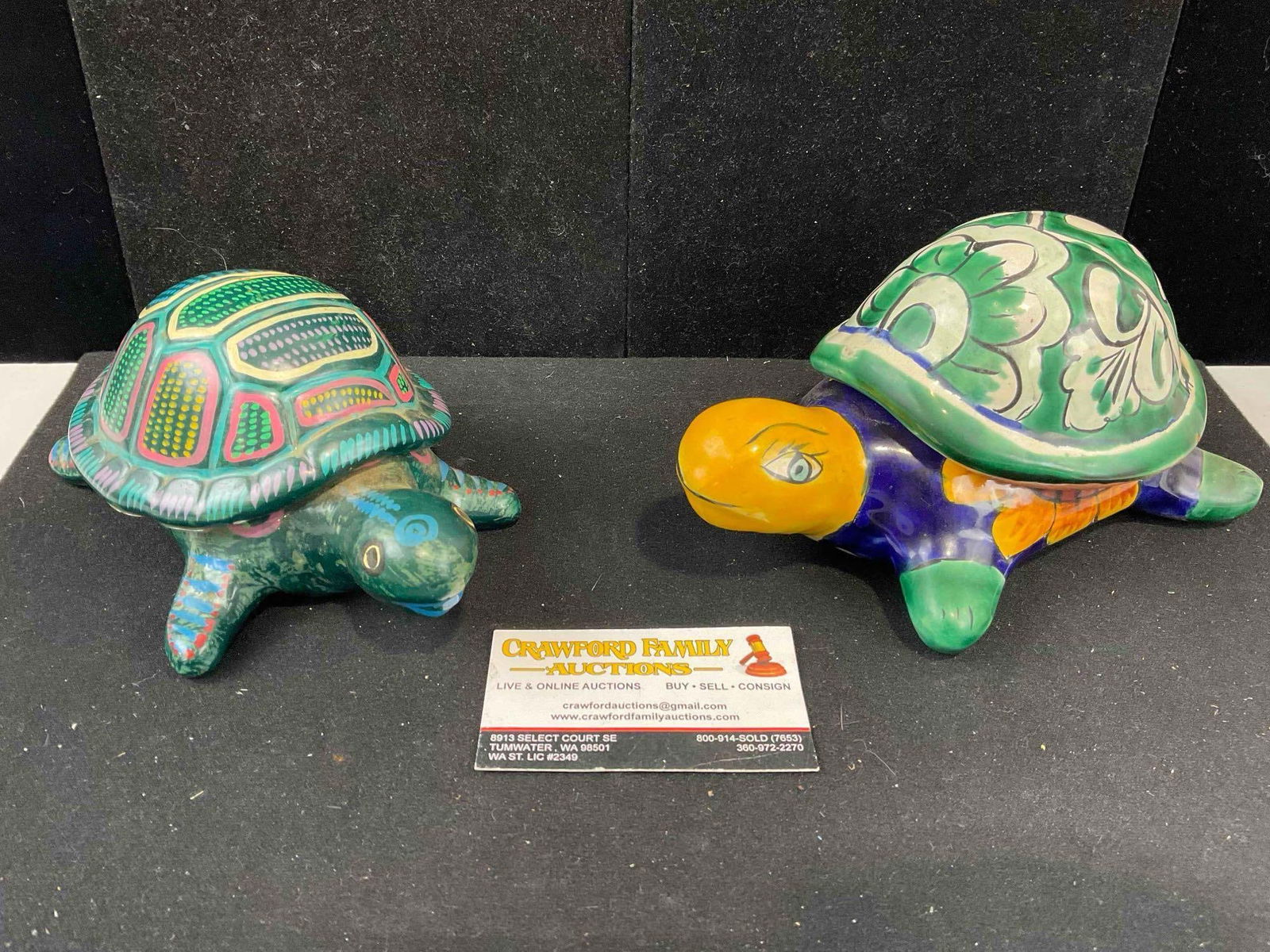 2 pcs Vintage Mexican Painted Ceramic Turtle Figural Trinket Boxes. Very Good Condition. See pics. (1 of 7)