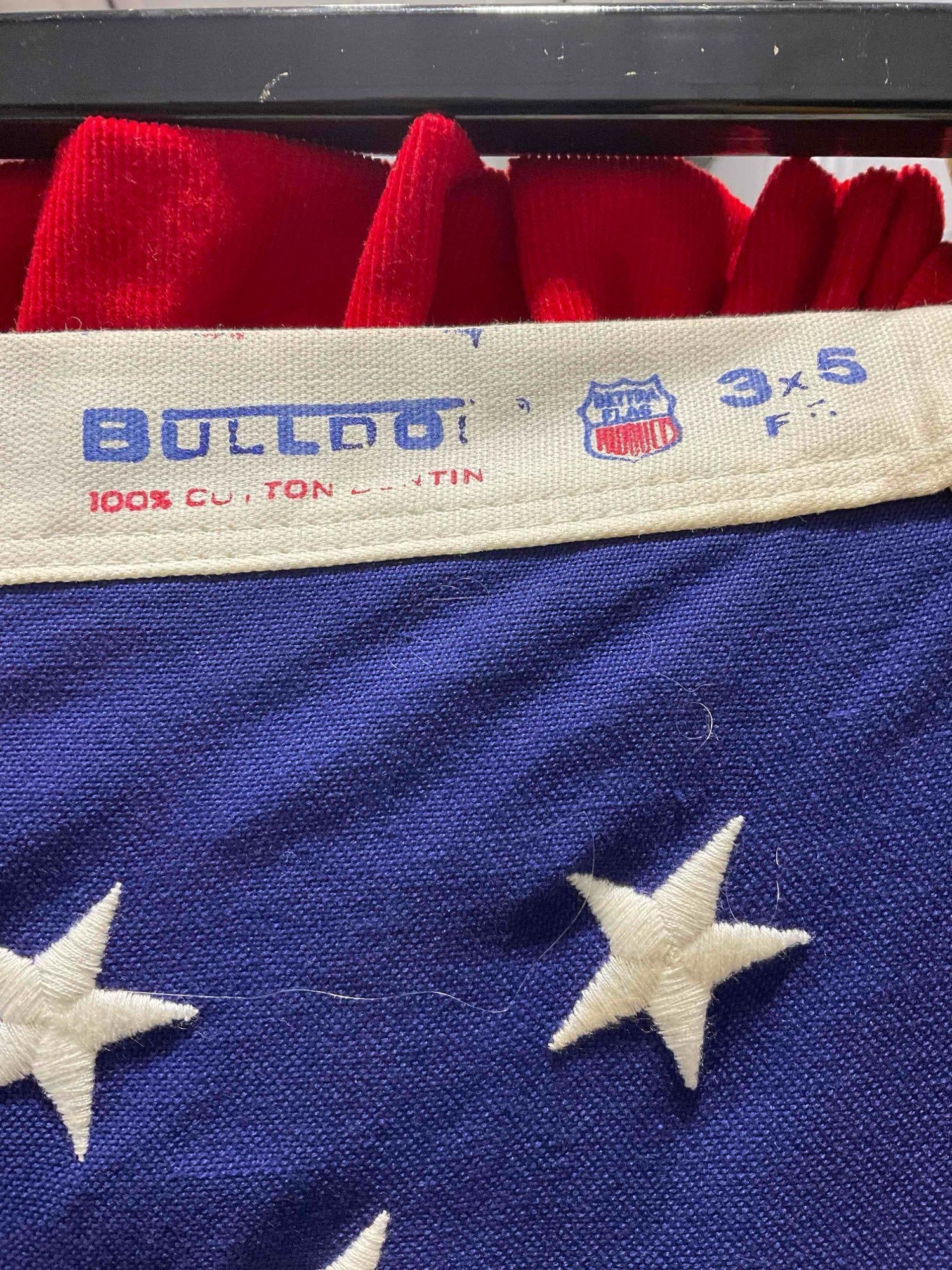 2 pcs Vintage 50 Star American Flags, 1x Bulldog Cotton & 1x Unmarked. Very Good Condition. - 4