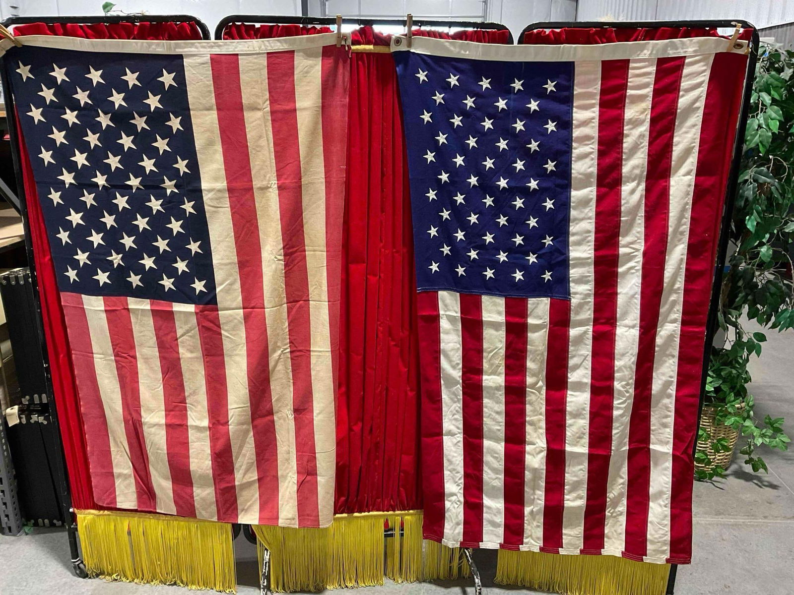 2 pcs Vintage 50 Star American Flags, 1x Bulldog Cotton & 1x Unmarked. Very Good Condition. - 7