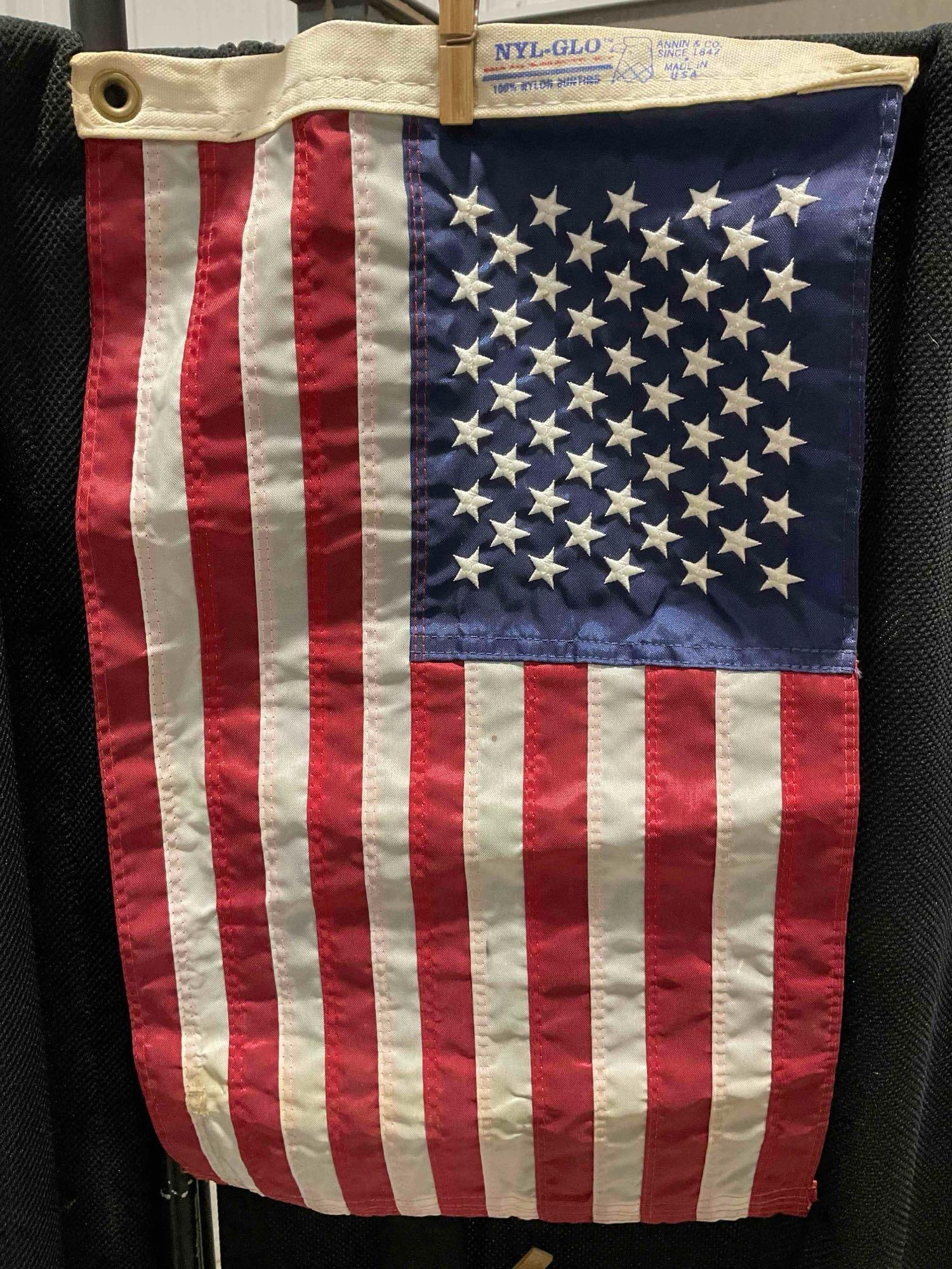 5 pcs Flag Assortment, incl. 3x American Flags, 1x Fabric Yardage & 1x British Flag. See pics. - 3