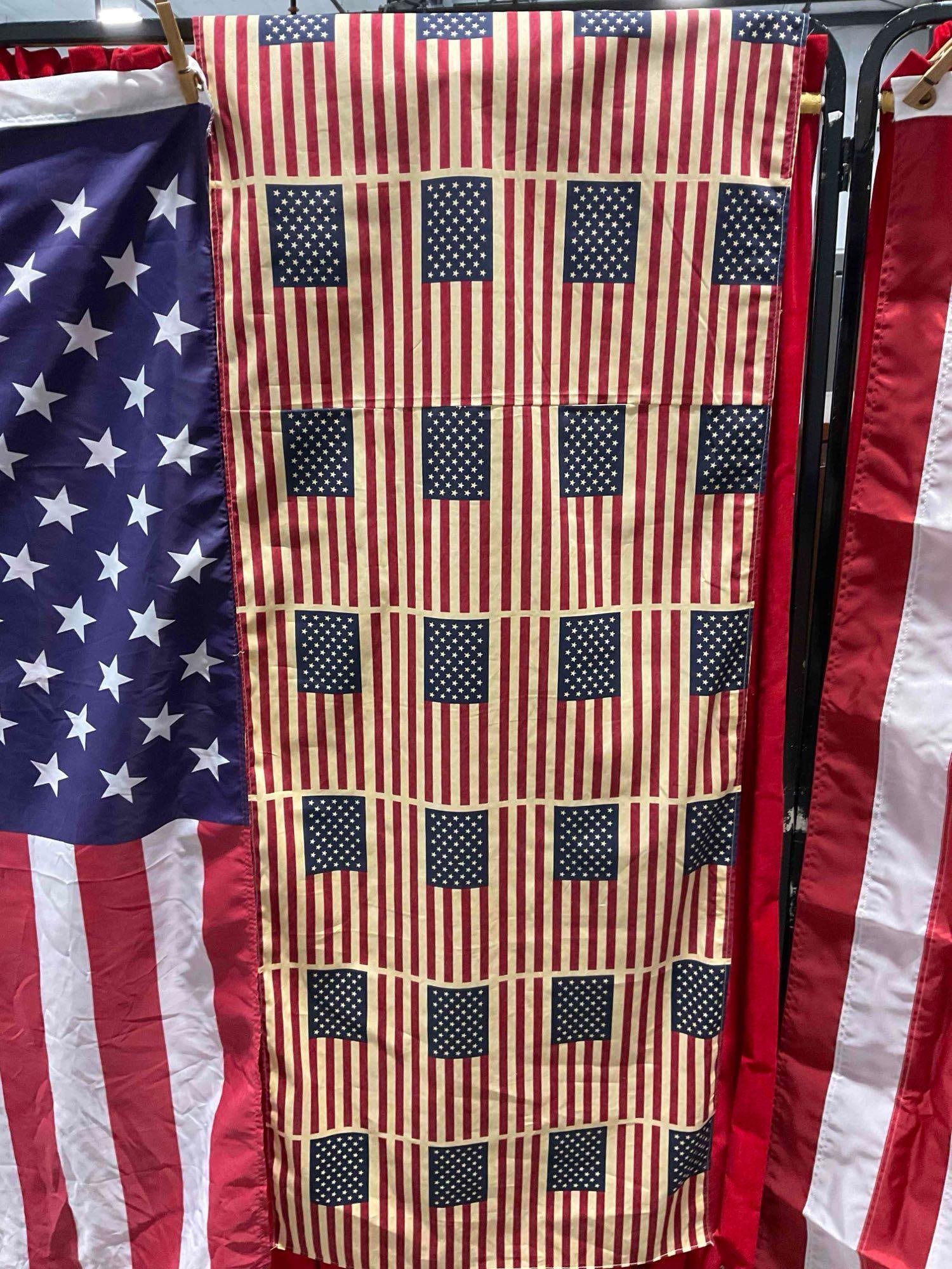 5 pcs Flag Assortment, incl. 3x American Flags, 1x Fabric Yardage & 1x British Flag. See pics. - 7