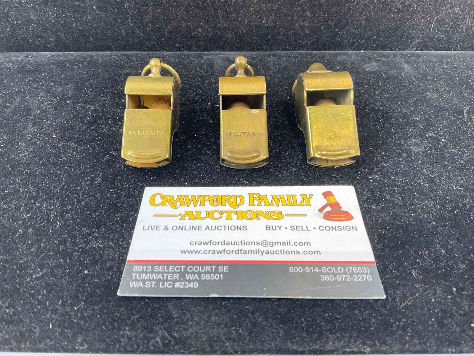 3 pcs Vintage Solid Brass U.S. Military Regulation Whistles. 1x N.S. Meyer. Very Good Condition.: 3 pcs Vintage Solid Brass U.S. Military Regulation Whistles. 1x N.S. Meyer. Very Good Condition. Minor discoloration and wear indicative of age, condition is otherwise very good. Measures 3" x 1" x