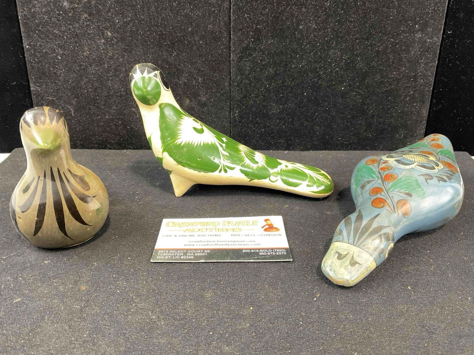 3 pcs Vintage Mexican Painted Ceramic Bird Figural Statuettes. Good Condition. See pics. (1 of 9)