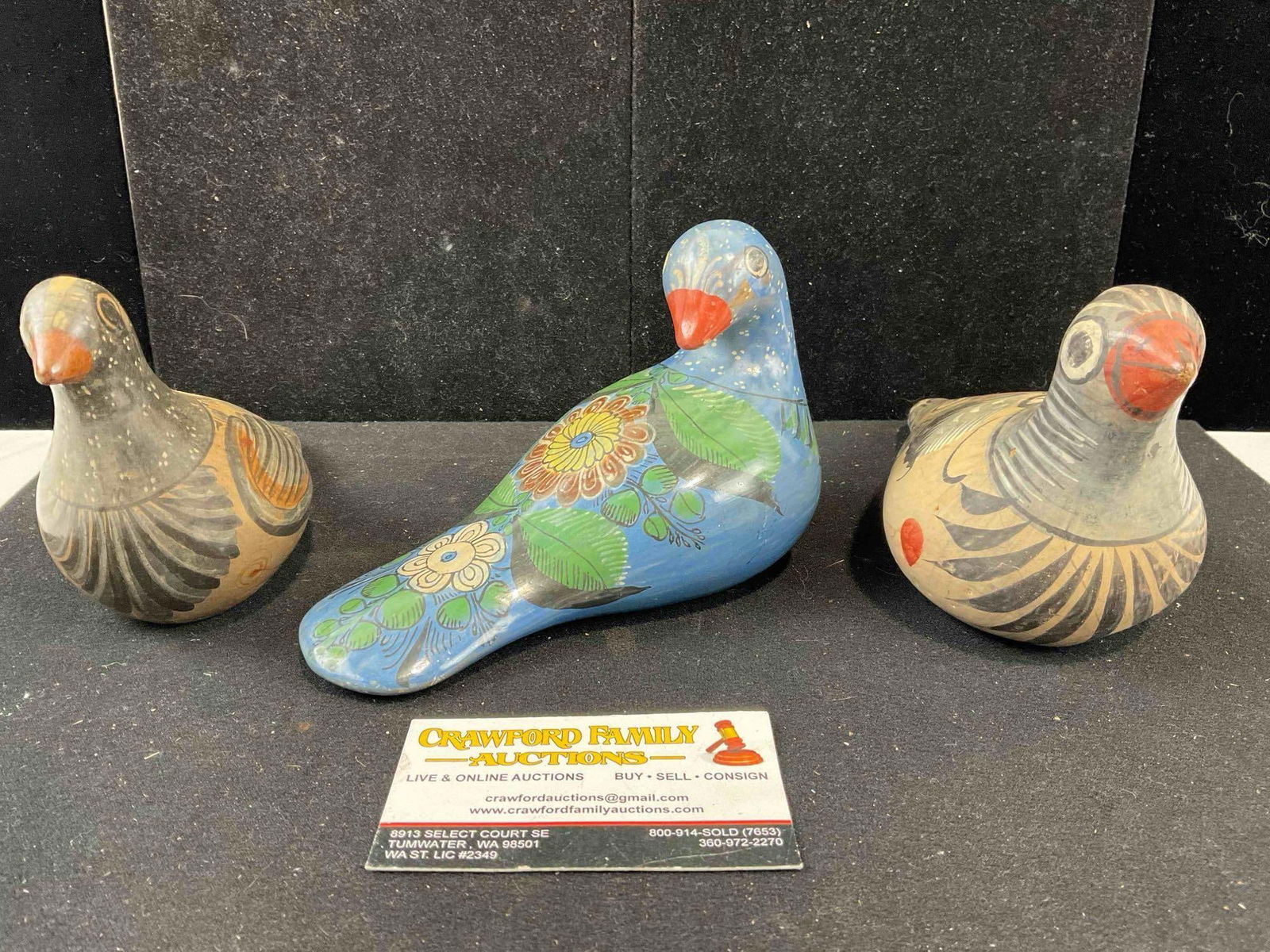 3 pcs Vintage Mexican Painted Ceramic Bird Figural Statuettes. Very Good Condition. See pics. (1 of 9)