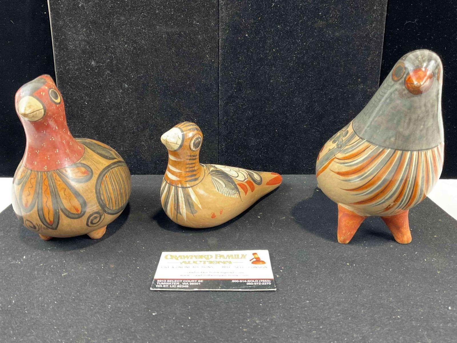 3 pcs Vintage Mexican Painted Ceramic Bird Figural Statuettes. Good Condition. See pics. (1 of 9)