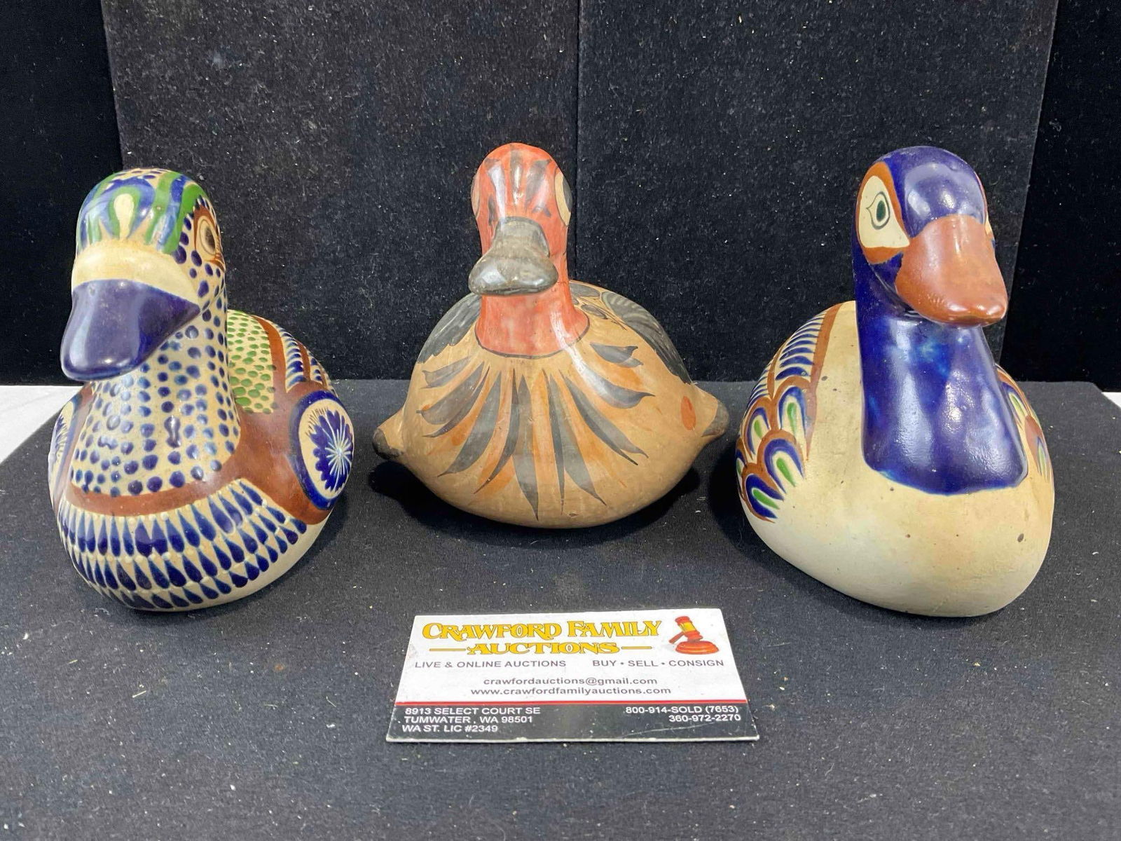 3 pcs Vintage Mexican Painted Ceramic Duck Bird Figural Statuettes. Excellent Condition. See pics. (1 of 8)
