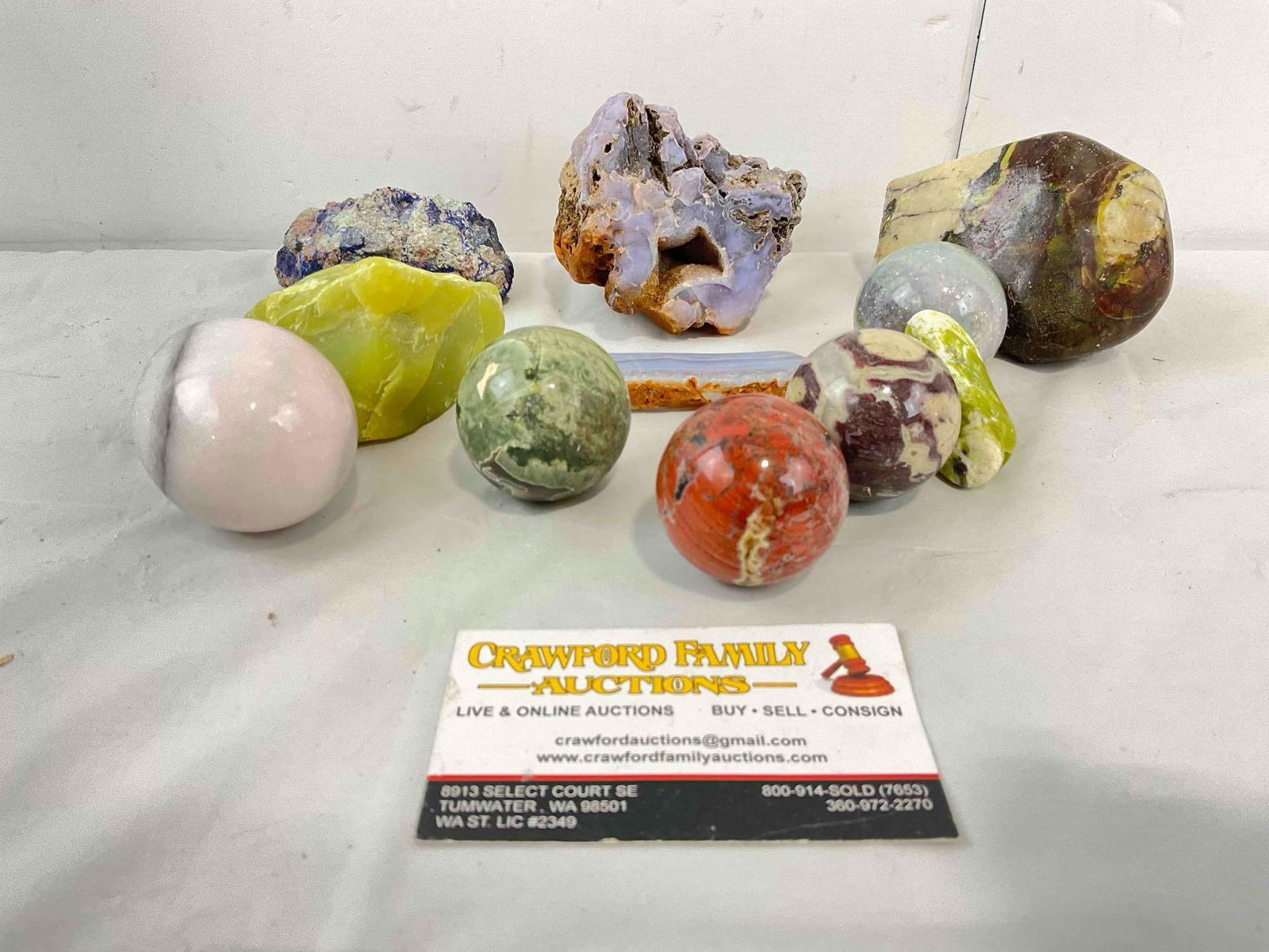 11 pcs Stone & Mineral Assortment, incl. Blue Lace Agate, Azurite, Jasper & More! See pics. (1 of 6)