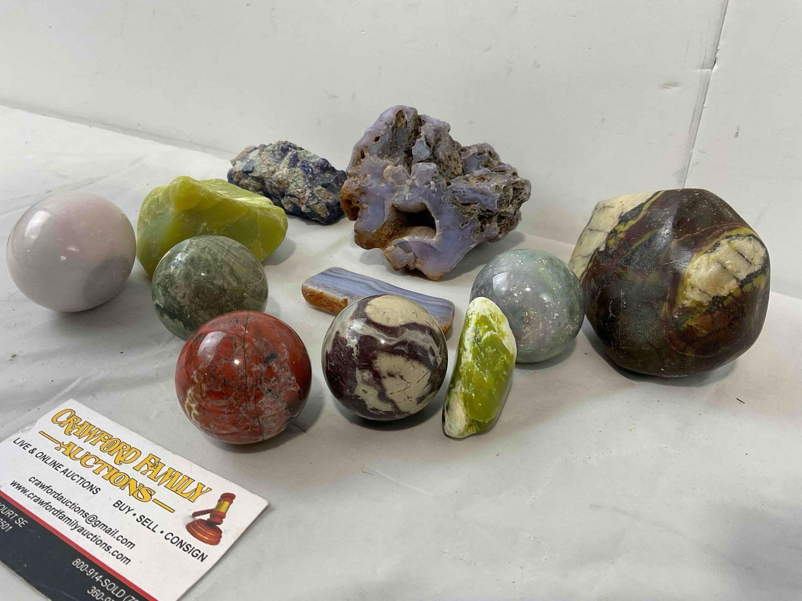 11 pcs Stone & Mineral Assortment, incl. Blue Lace Agate, Azurite, Jasper & More! See pics. - 3