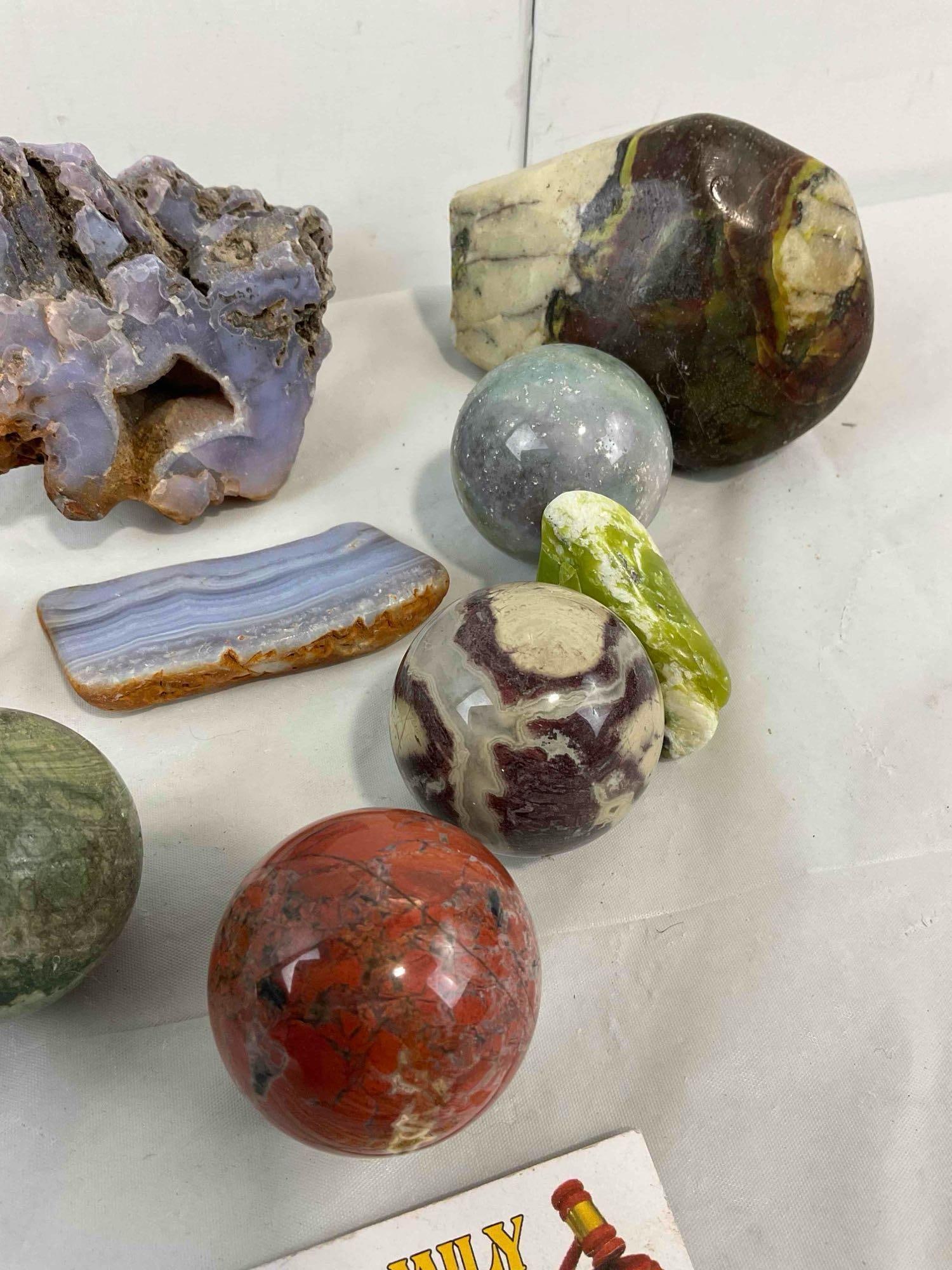 11 pcs Stone & Mineral Assortment, incl. Blue Lace Agate, Azurite, Jasper & More! See pics. - 6