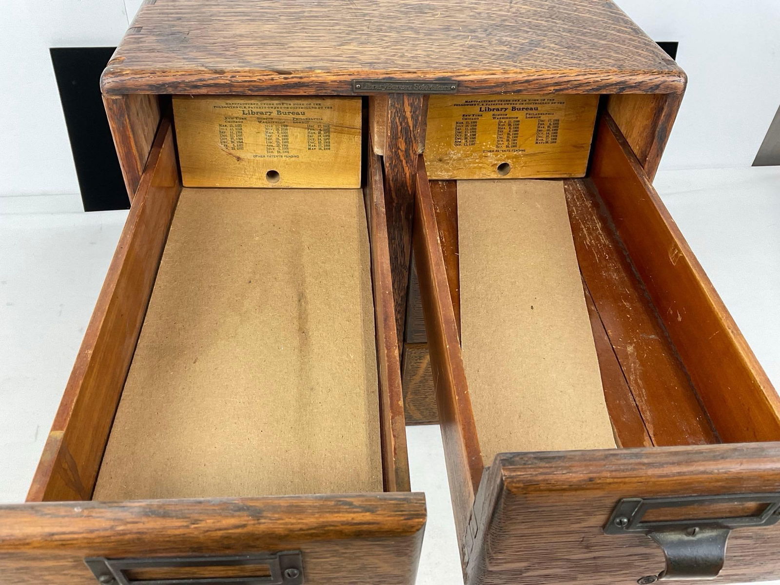 Antique Tiger Oak 6 Drawer Library Bureau, last pat date 1908, 14h x 14w x 15d inches - 5