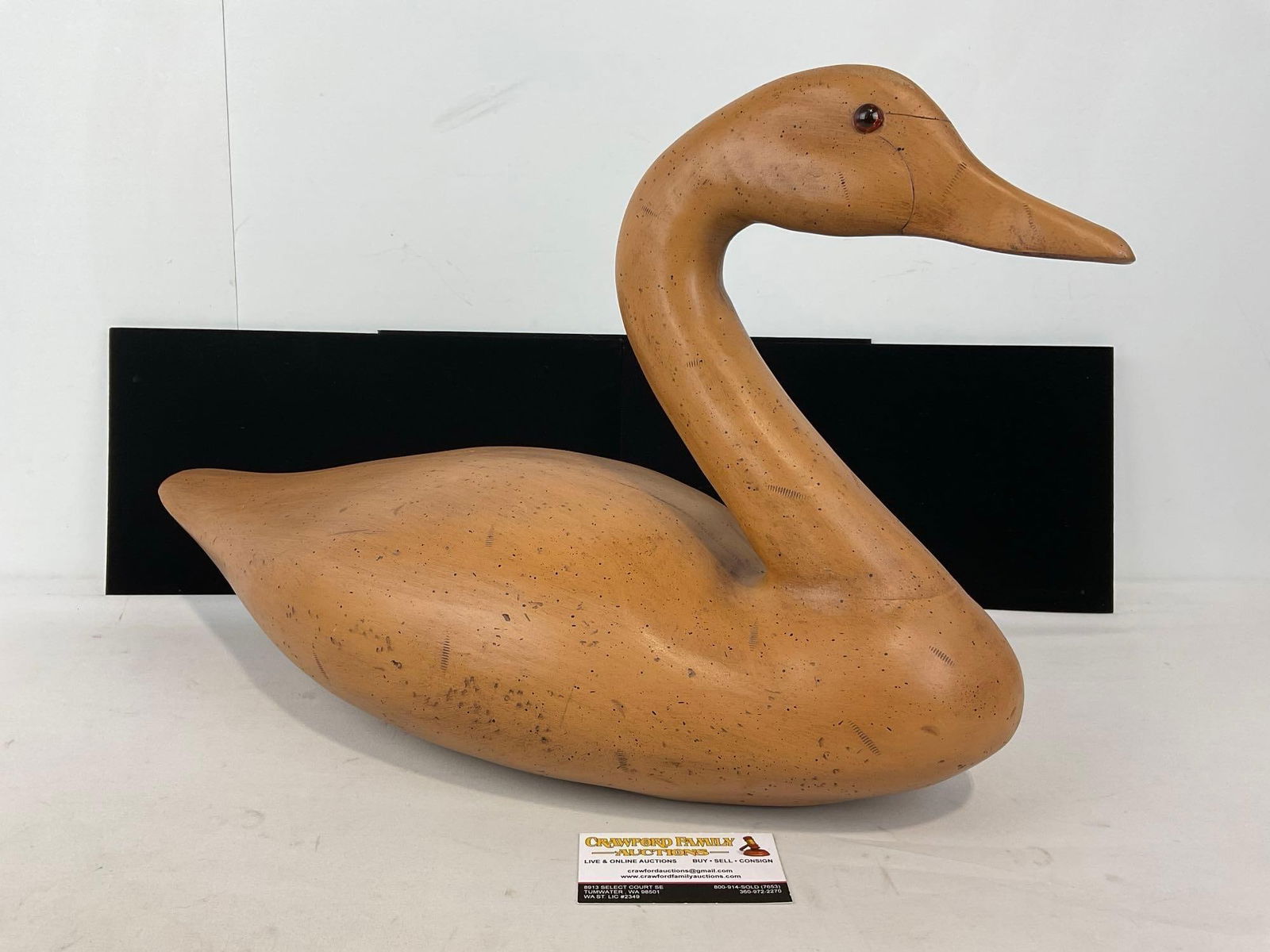 Vintage Wooden Swan Decoy, Glass Eyes, approx 14h x 22w x 10d inches (1 of 6)