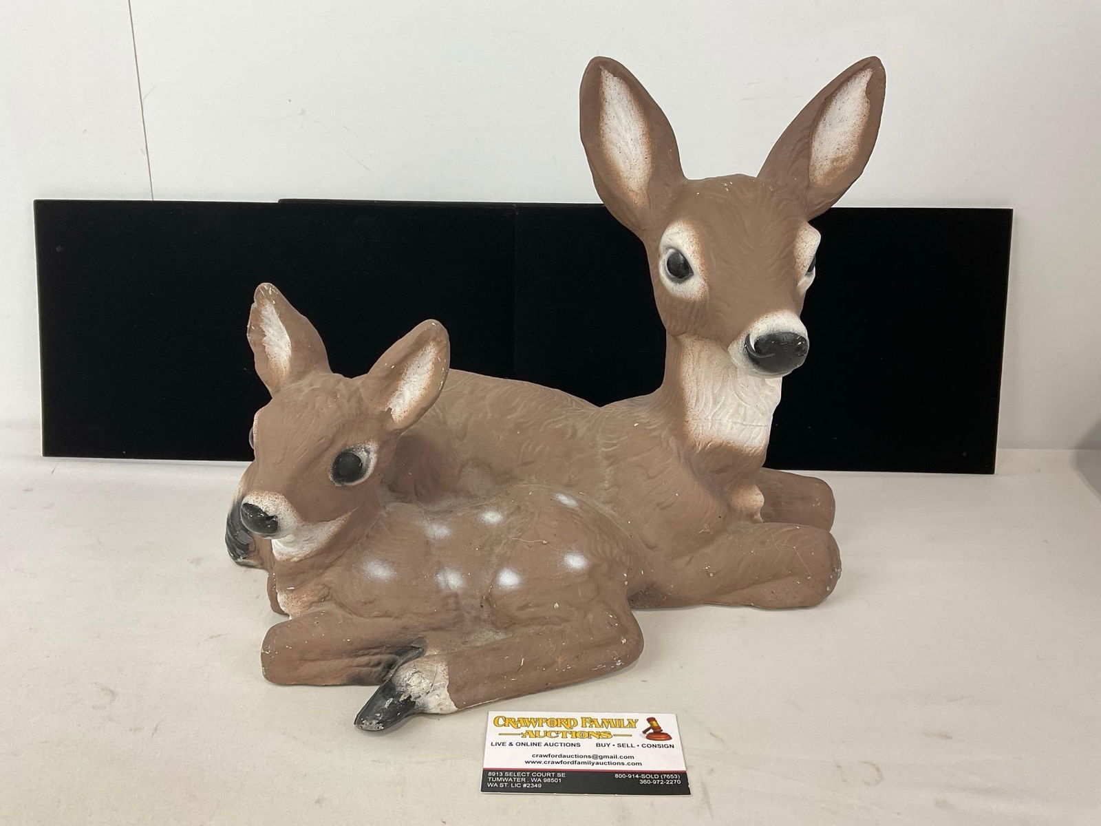Doe & Small Fawn Deer Shaped Painted Concrete Figurine, 12h x 16w x 12d inches (1 of 6)