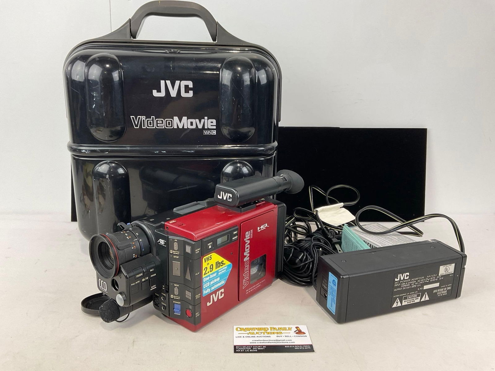 Vintage 1980s JVC GR-C7U VideoMovie Camcorder w/ Cables, Battery Charger & Case, 16h x 14w x 9d i... (1 of 9)