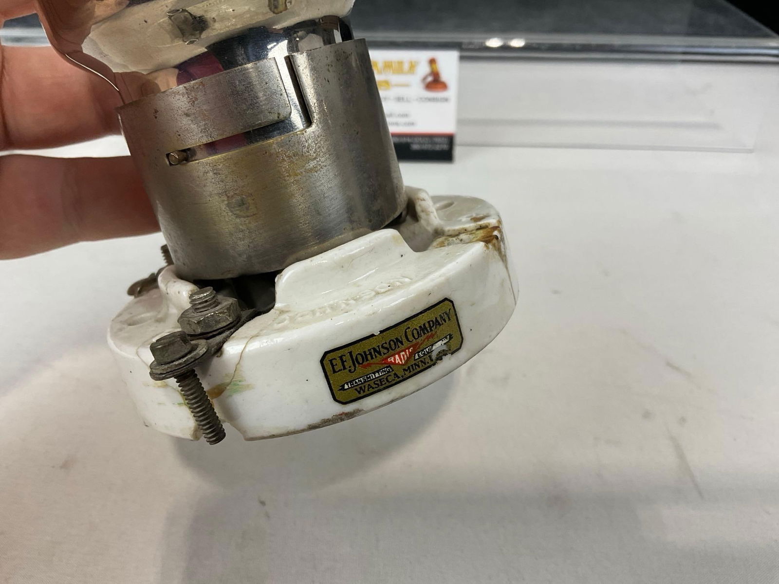 Eimac 250R High-Vacuum Diode Rectifier Tube & RCA CRC808 w/ Porcelain Bases - 6