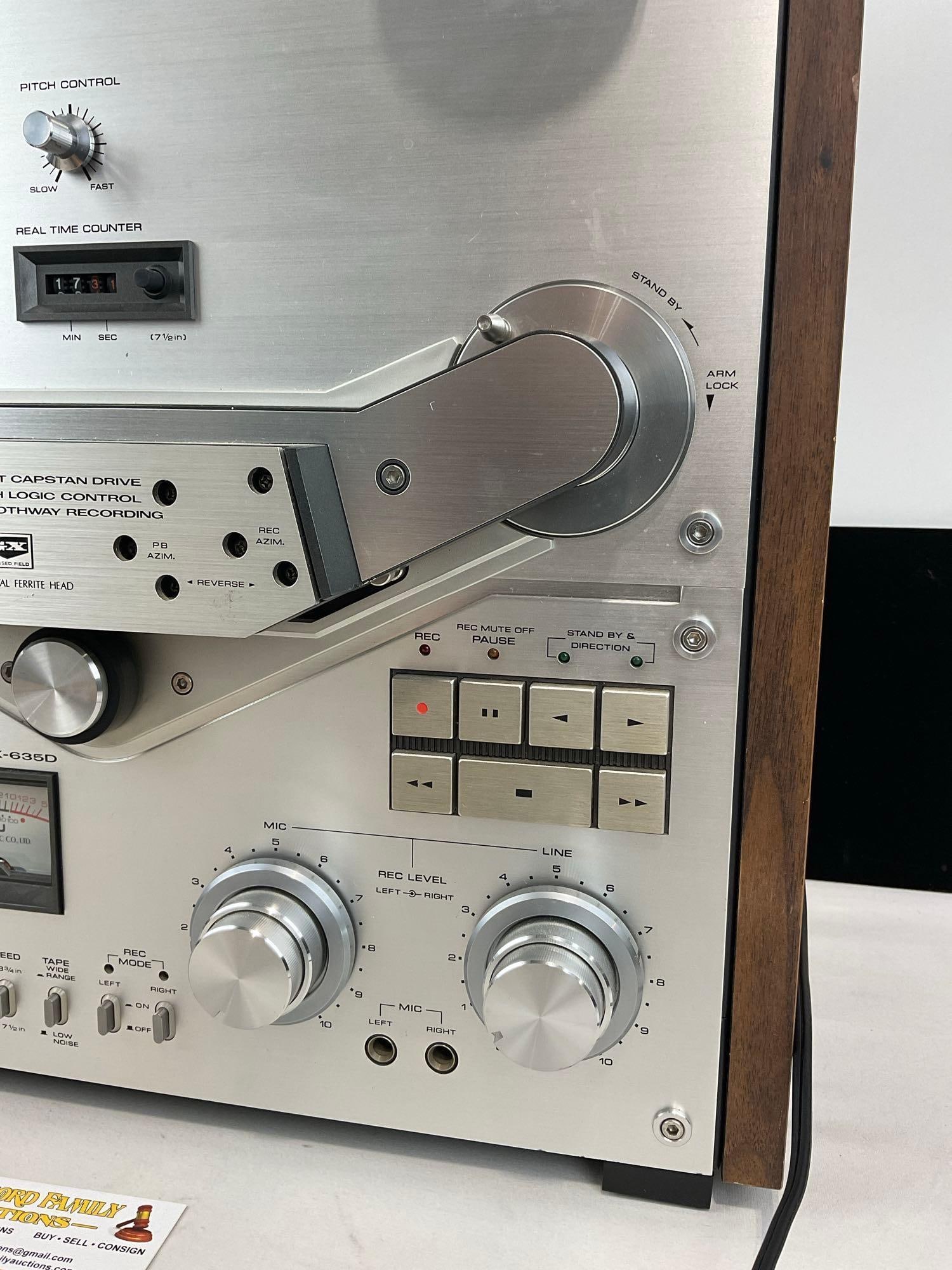 Vintage Akai 4-Track Stereo Tape Deck Model GX-635D, tested & powers on, 11h x 19w x 18d inches - 3