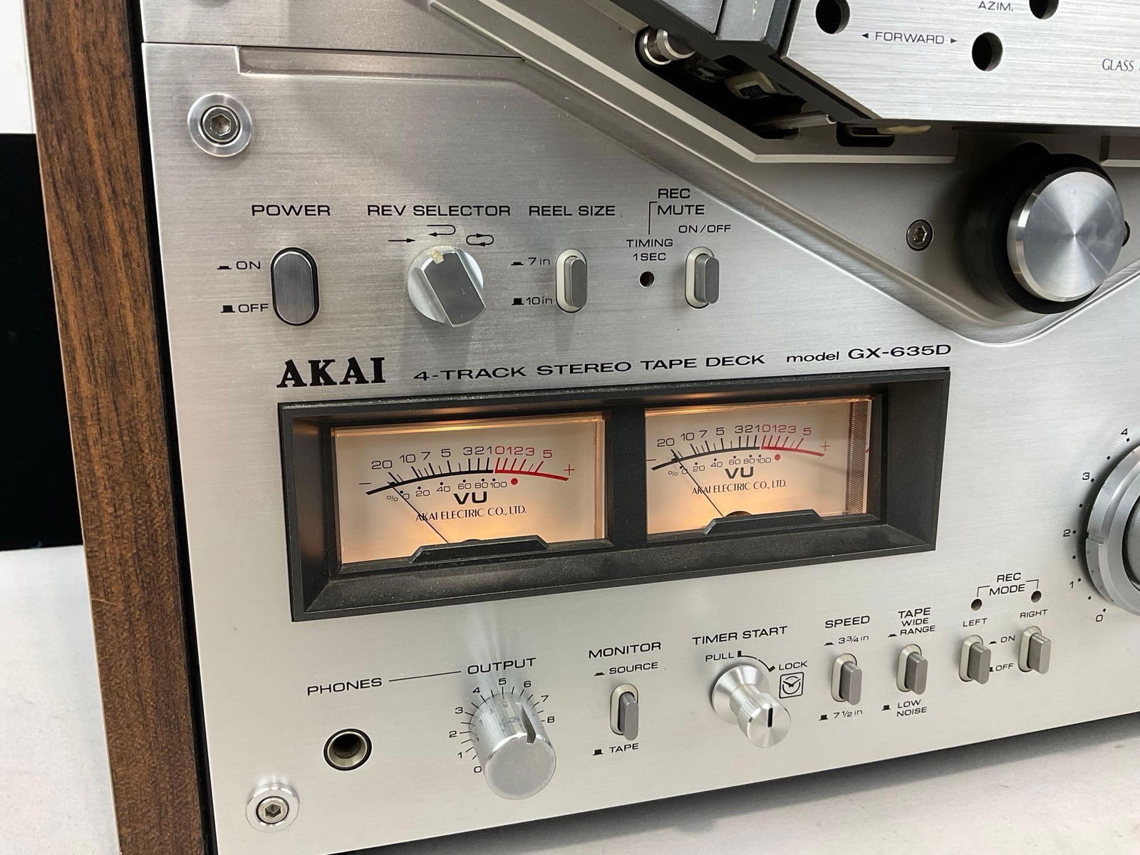 Vintage Akai 4-Track Stereo Tape Deck Model GX-635D, tested & powers on, 11h x 19w x 18d inches - 4