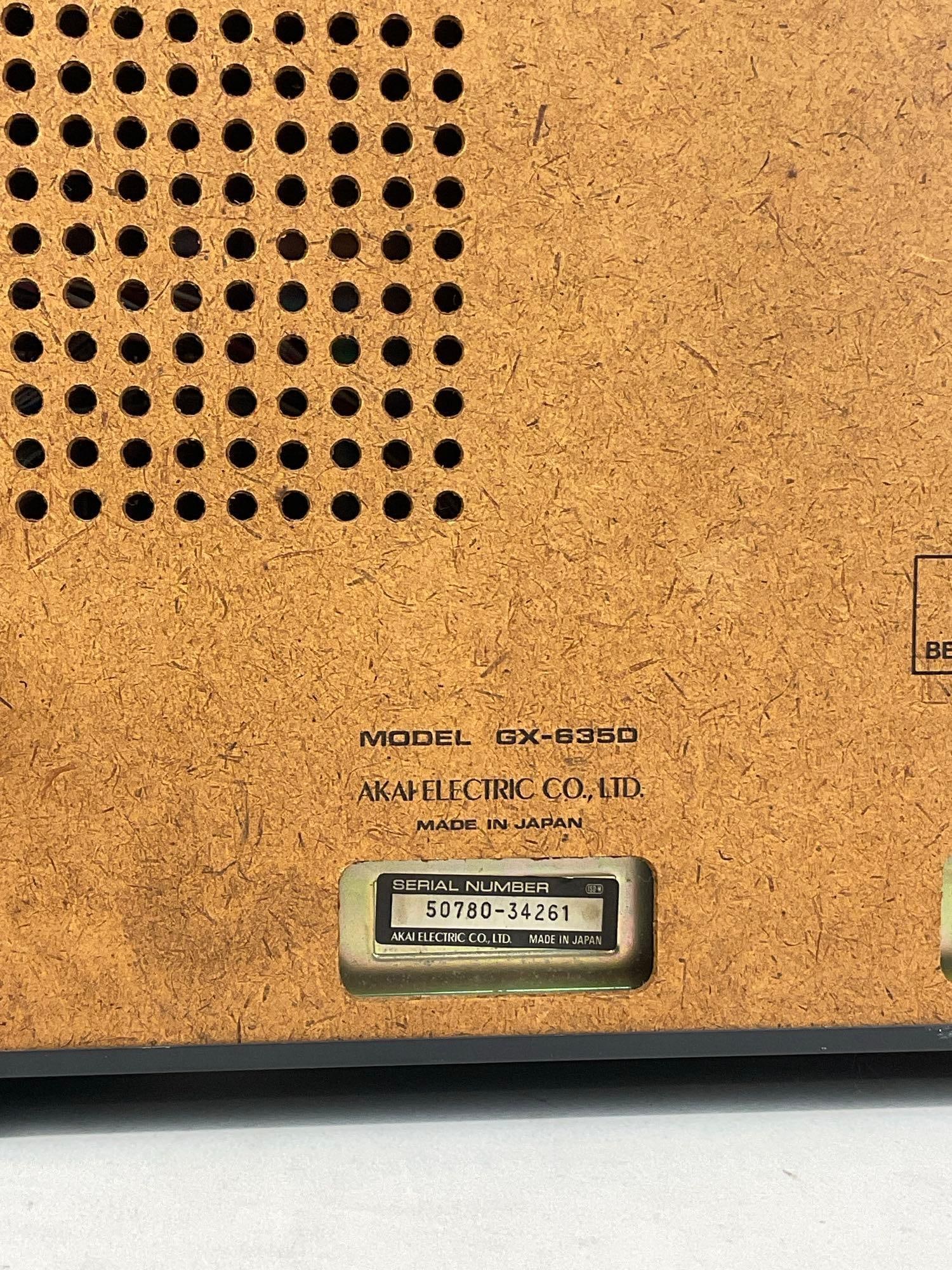 Vintage Akai 4-Track Stereo Tape Deck Model GX-635D, tested & powers on, 11h x 19w x 18d inches - 6