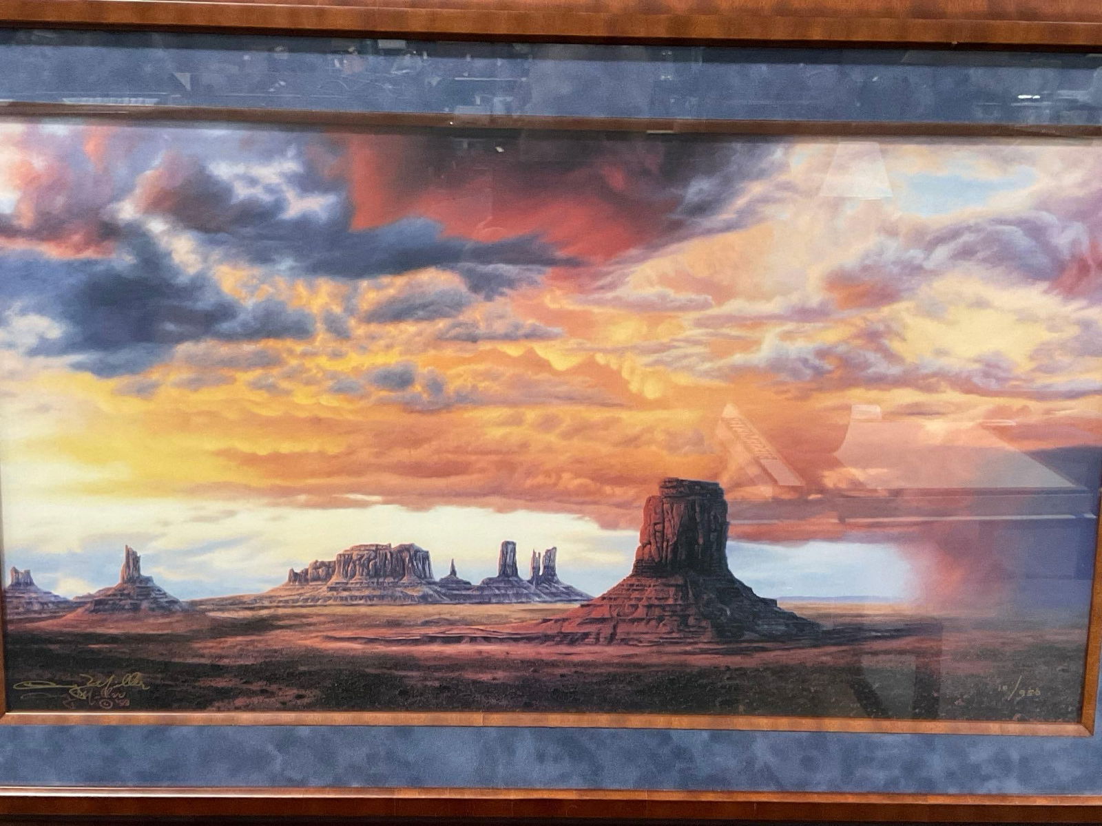 Framed Signed & #d 10/950 Litho, Monument Valley by Doug Miller, 22h x 34w inches (1 of 6)