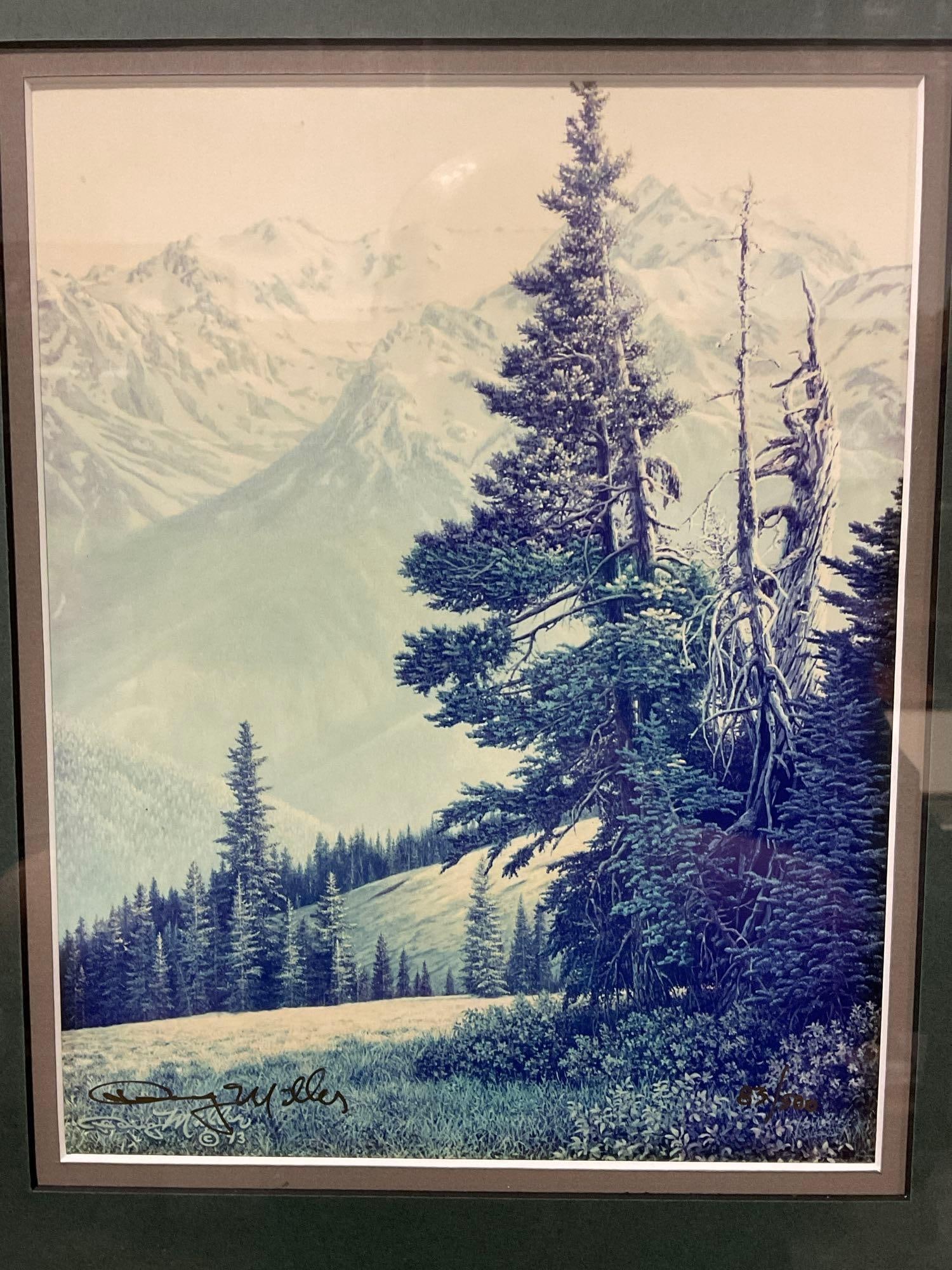 Framed Signed & #d 83/500 Litho, Winter Mountain Scene by Doug Miller (1 of 4)