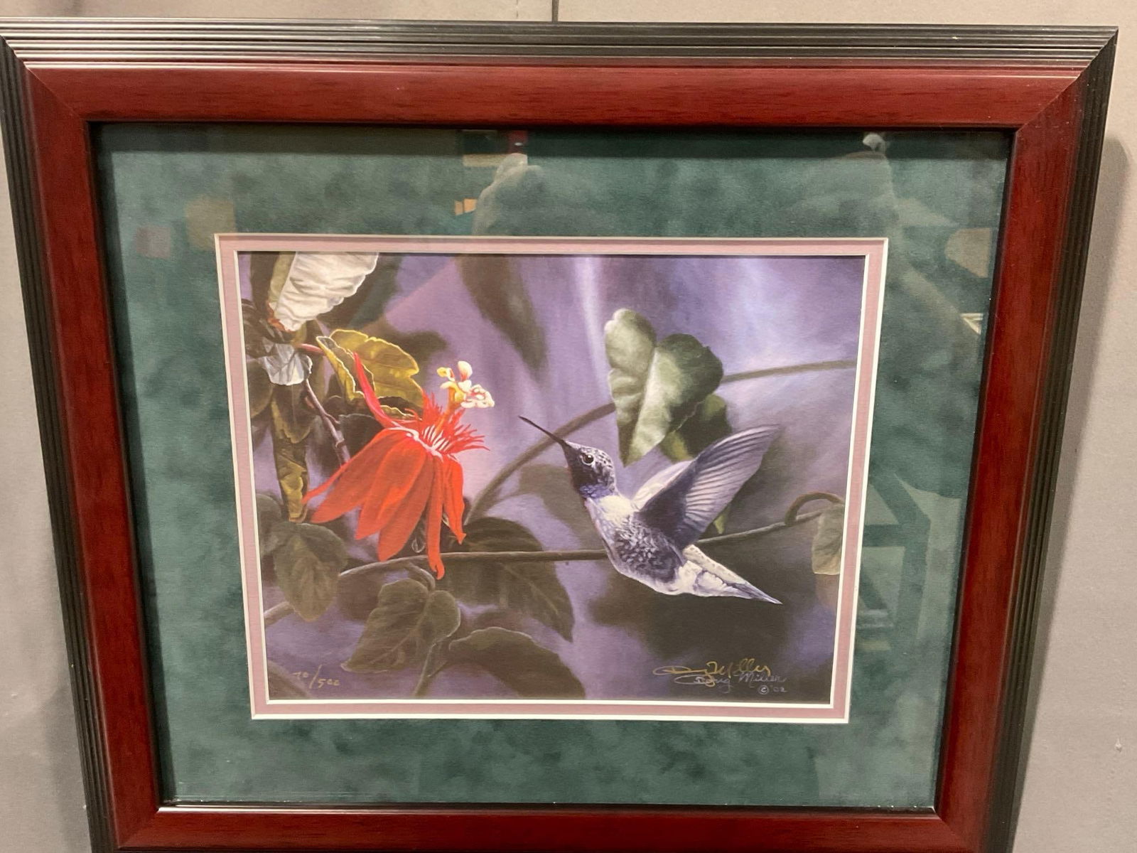 Framed Signed & #d 70/500 Litho Close Up Hummingbird by Doug Miller, 16h x 18w inches (1 of 6)