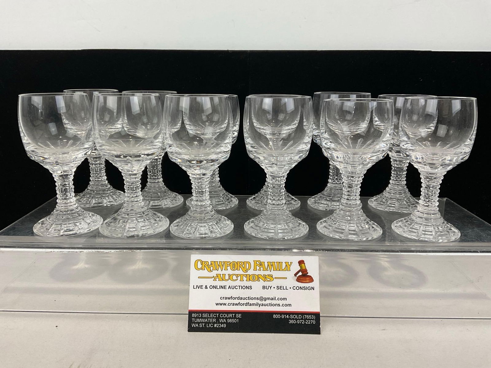 12 Vintage 1970s Rosenthal Crystal Cordial Glasses, Polaris pattern, 4 inches tall: Appears to be in good shape. The piece measures approx 6h x 13w x 9d inches. See pics. E-5380