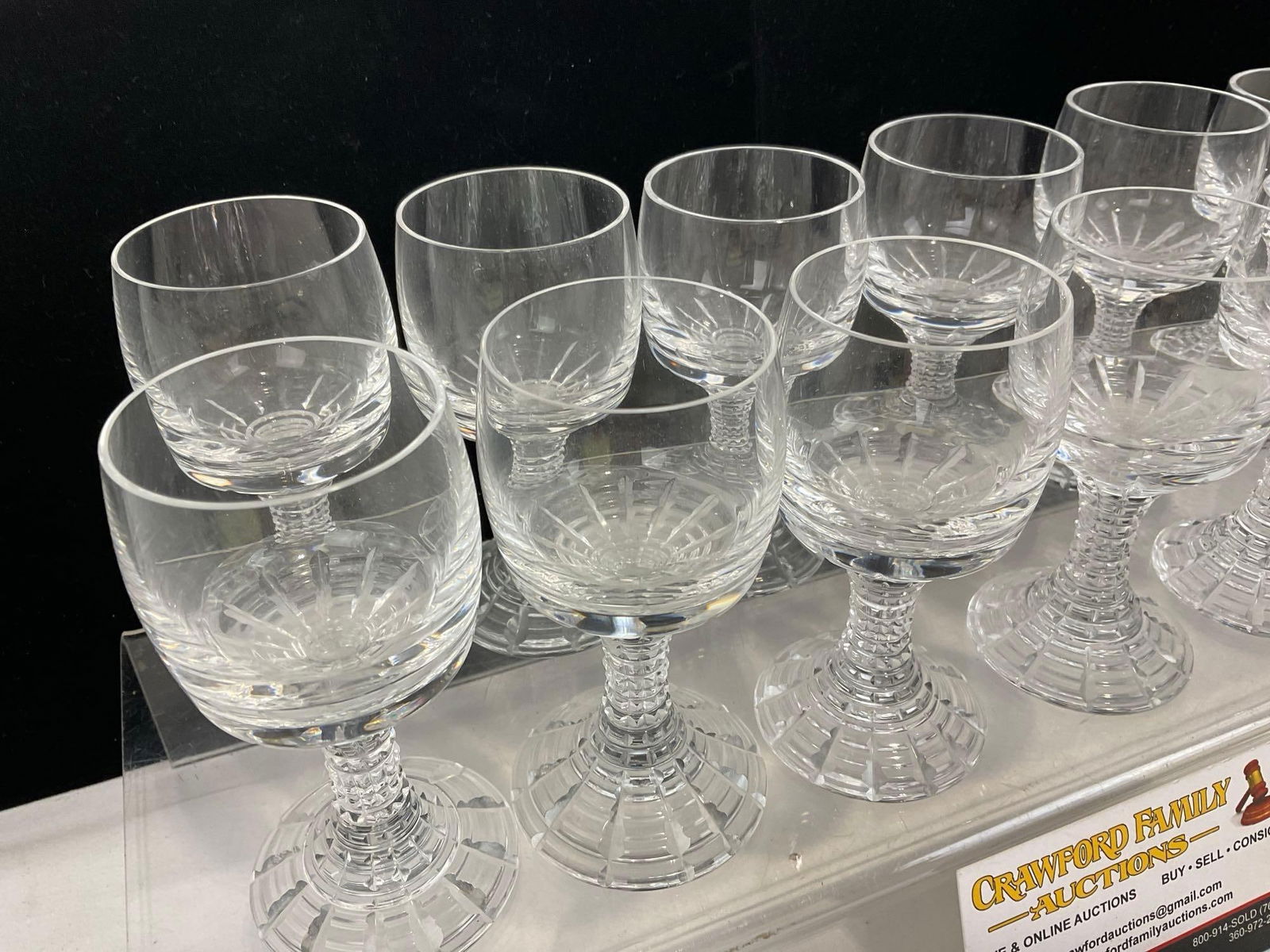 12 Vintage 1970s Rosenthal Crystal Cordial Glasses, Polaris pattern, 4 inches tall - 2