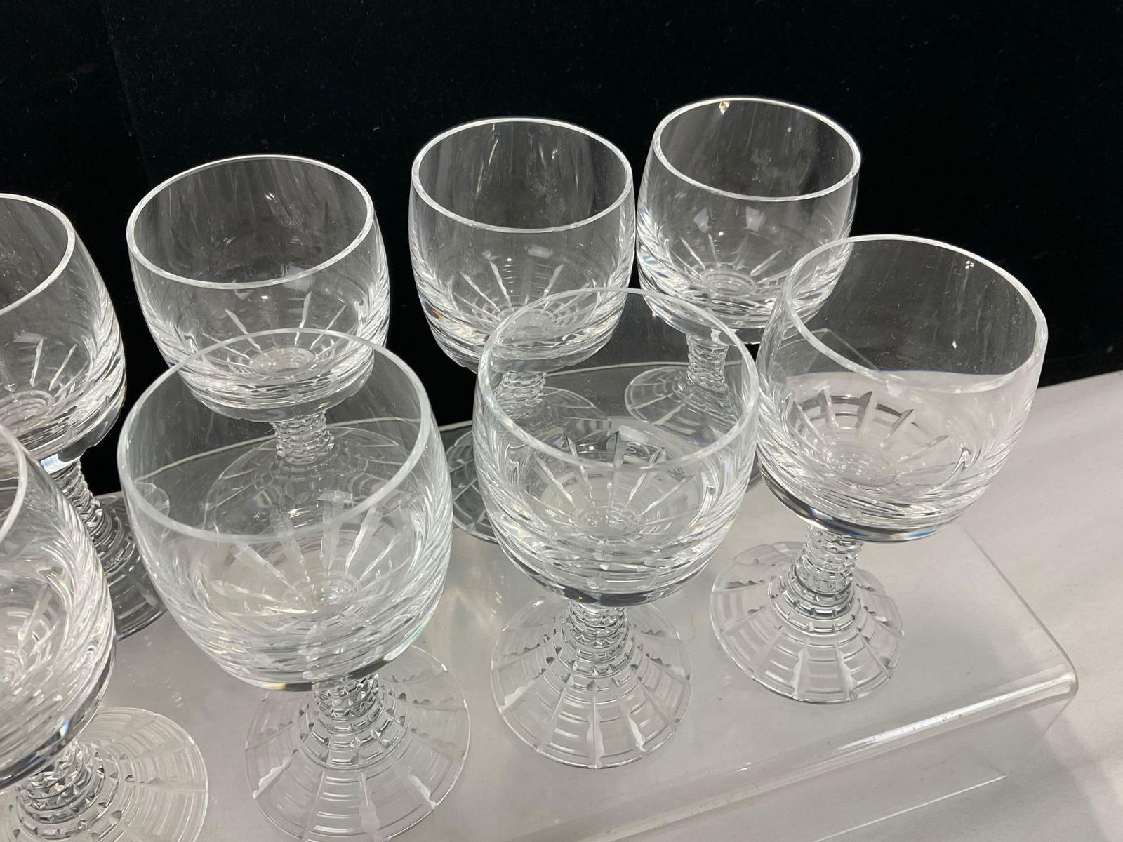 12 Vintage 1970s Rosenthal Crystal Cordial Glasses, Polaris pattern, 4 inches tall - 3