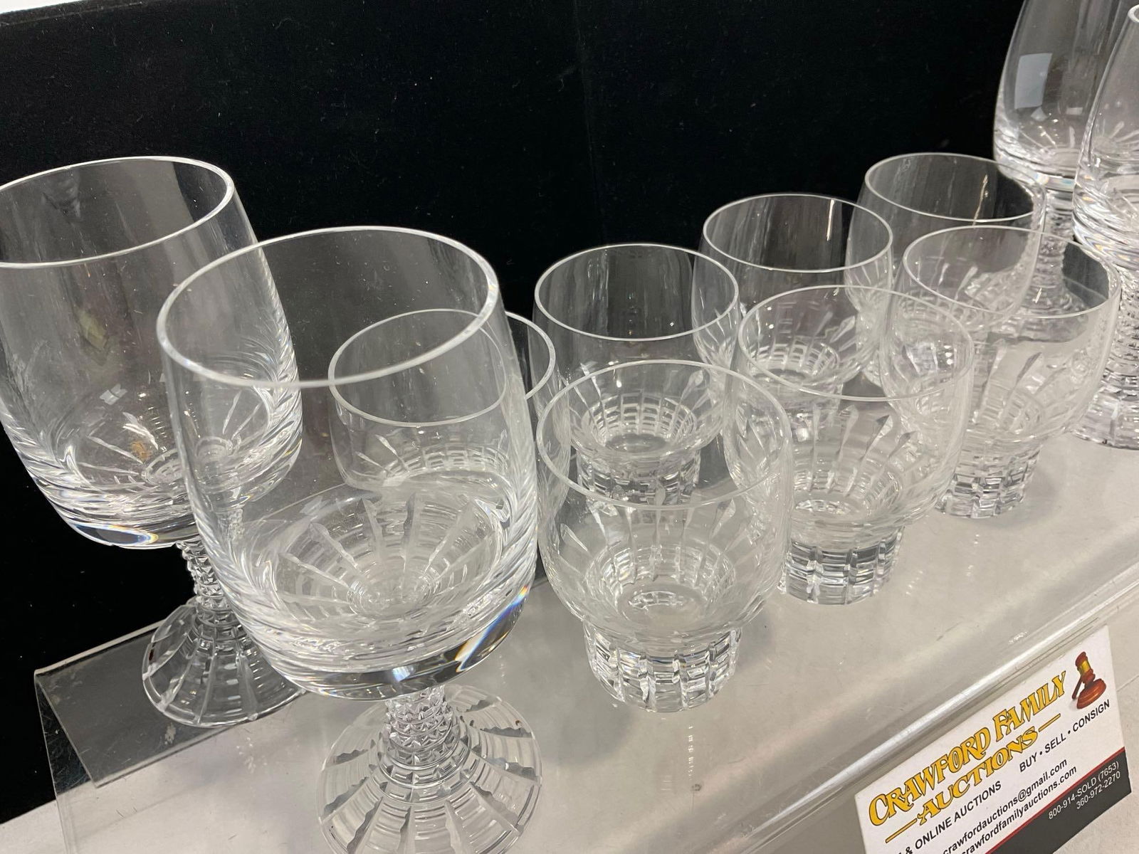 Vintage 1970s Rosenthal Crystal 4 Port Wine Goblets & 7 Shot Glasses, Polaris pattern - 2