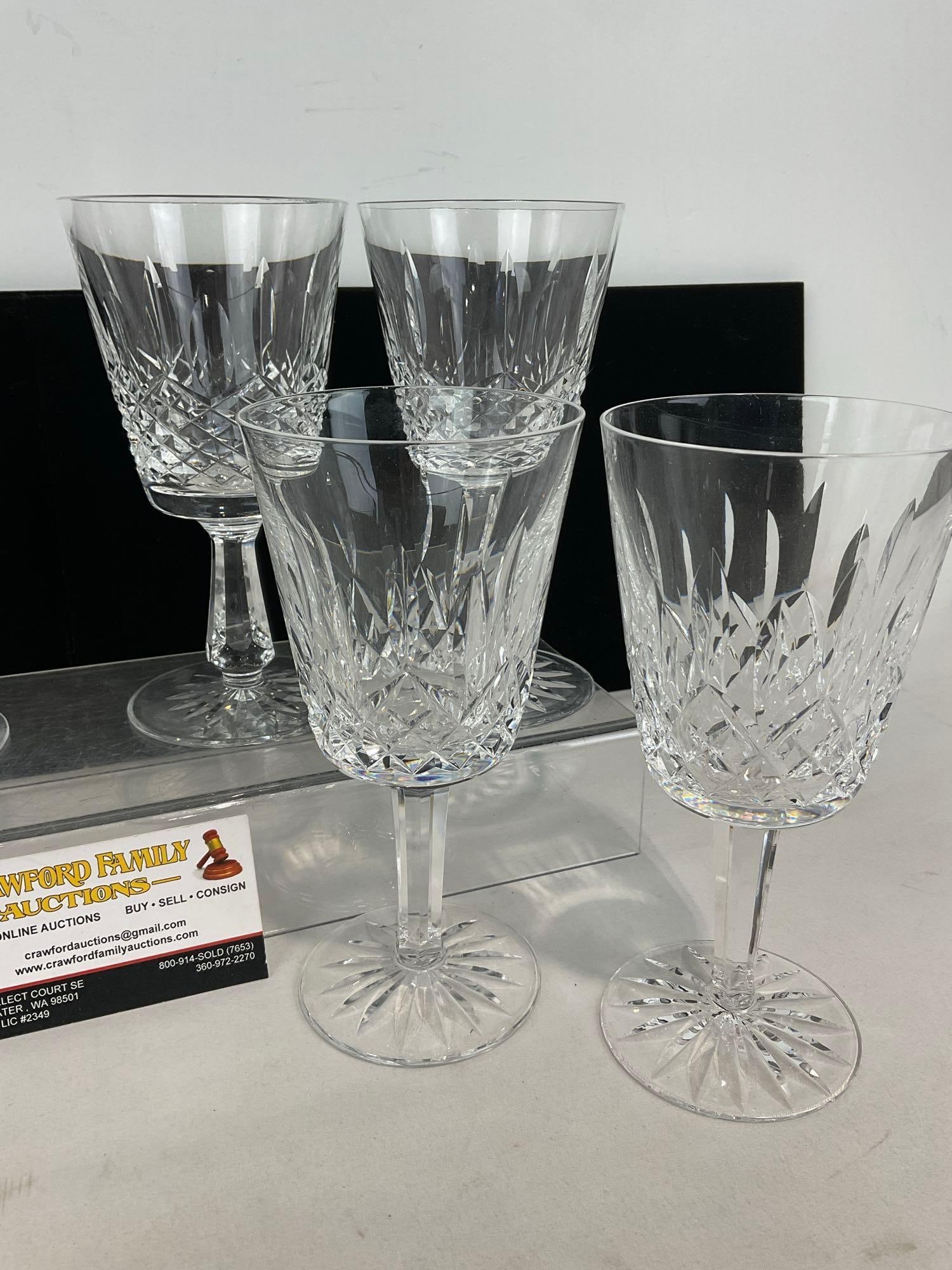 Waterford Crystal Goblets, 4 Kenmare pattern & 4 Lismore pattern, 8 total, 7 inches tall Cut Glass - 3