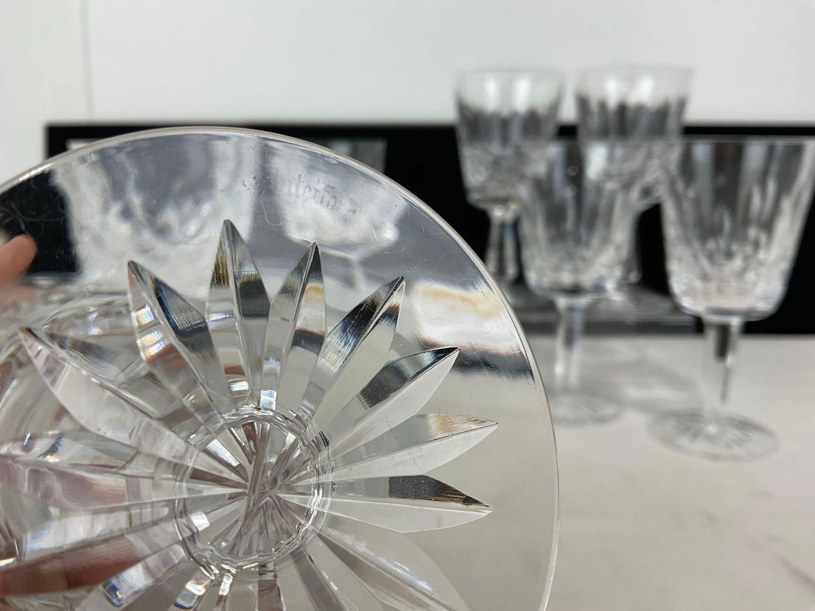 Waterford Crystal Goblets, 4 Kenmare pattern & 4 Lismore pattern, 8 total, 7 inches tall Cut Glass - 5